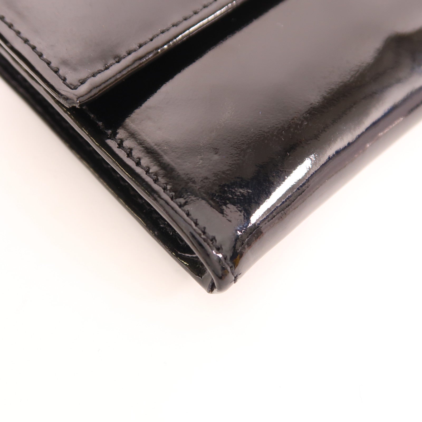 CHANEL 漆皮皮革Wallet銀扣錢包