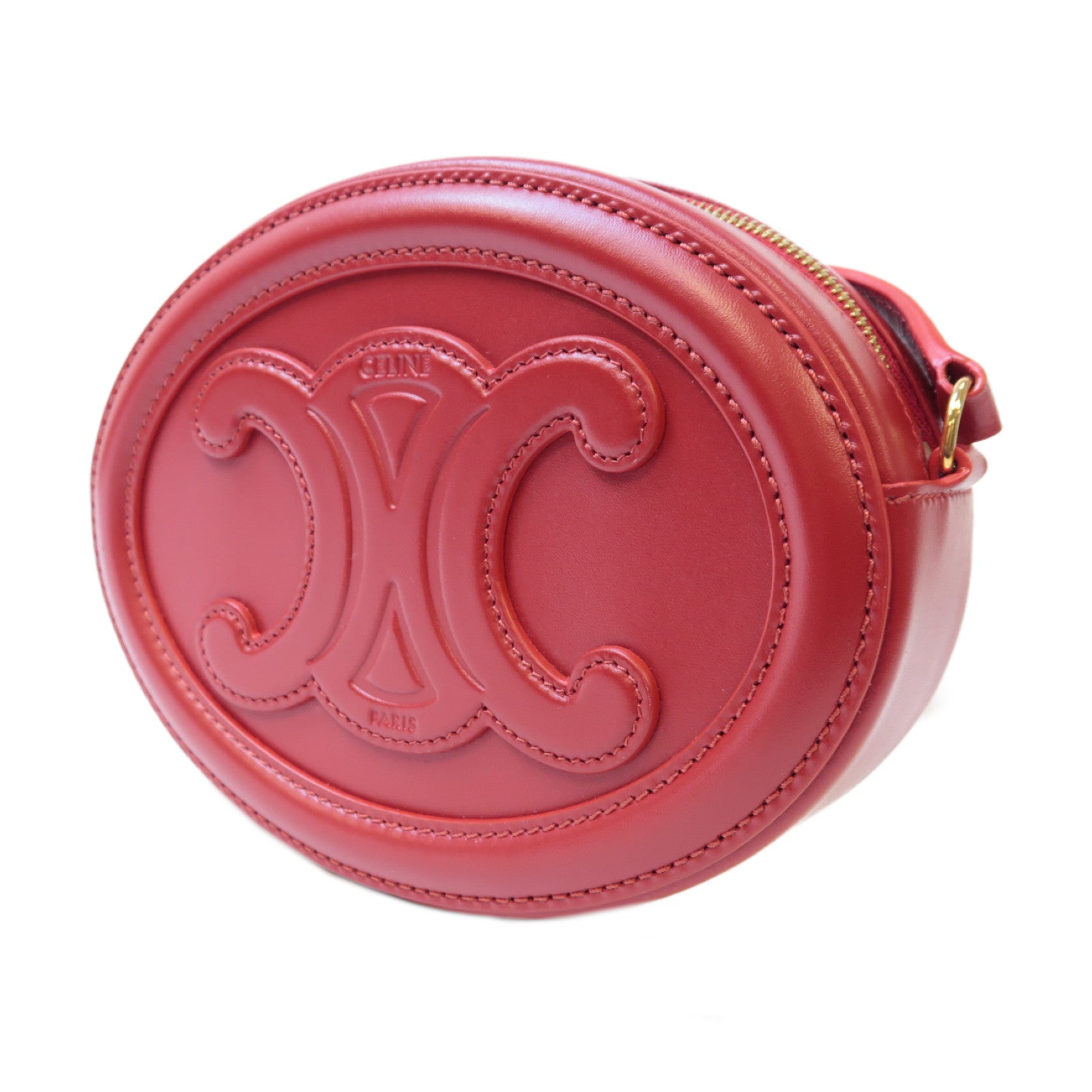CELINE 【激減優惠】牛皮皮革Cuir Triomphe金扣肩背袋紅色