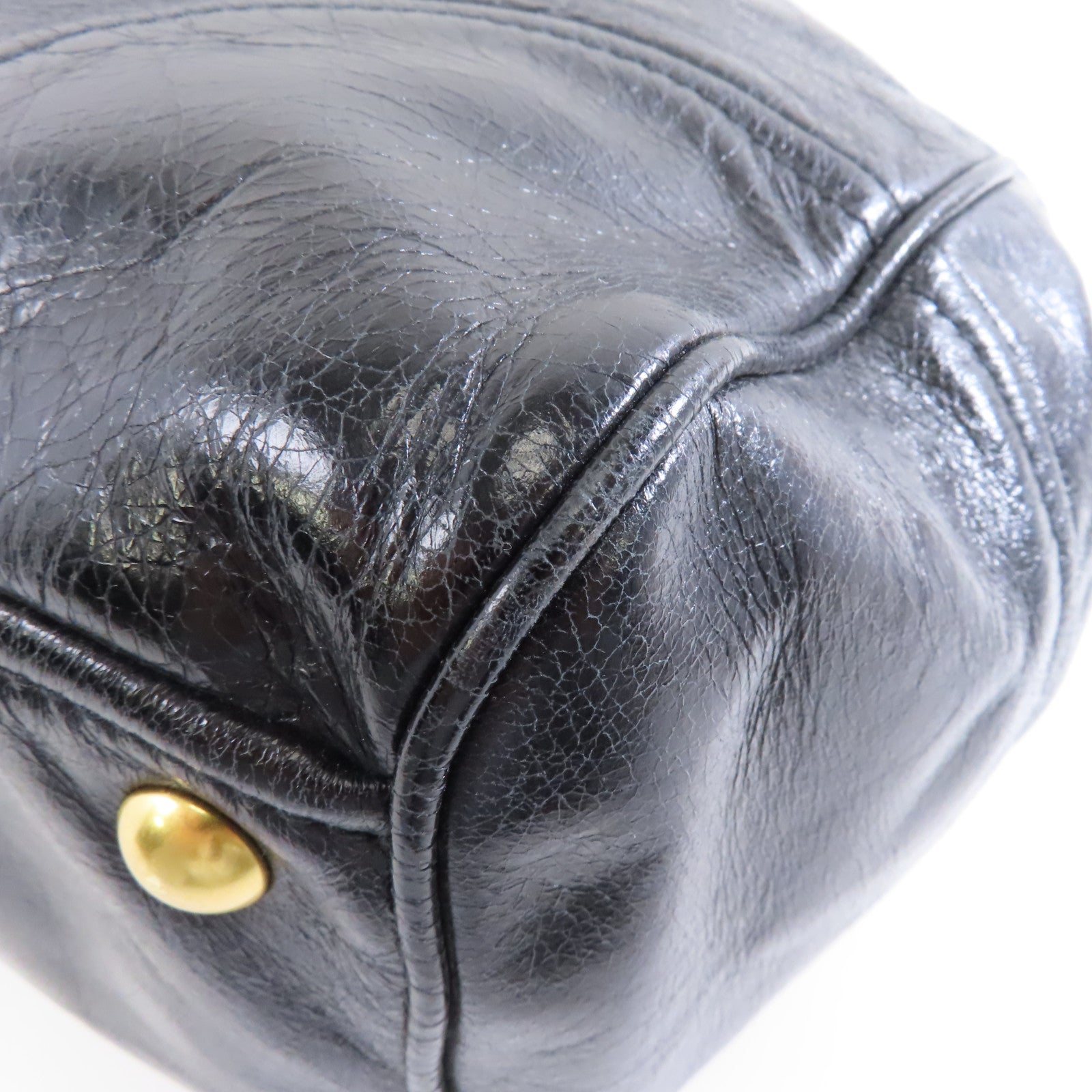 Miu Miu 牛皮皮革2way Shoulder金扣手挽肩背兩用袋黑色