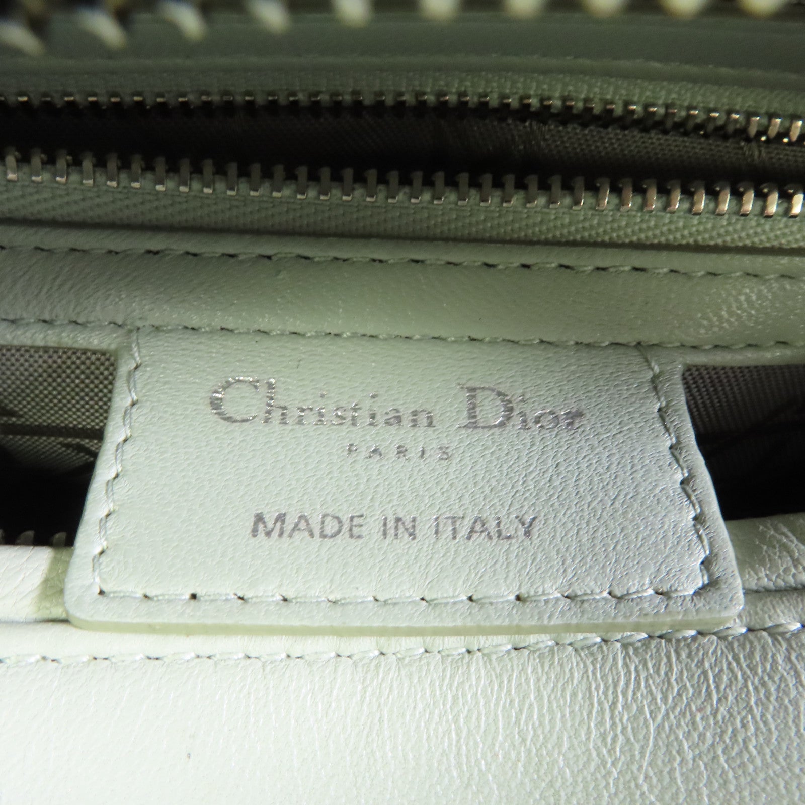 Dior 皮革Lady Dior Tote銀扣手挽肩背兩用袋淺綠色