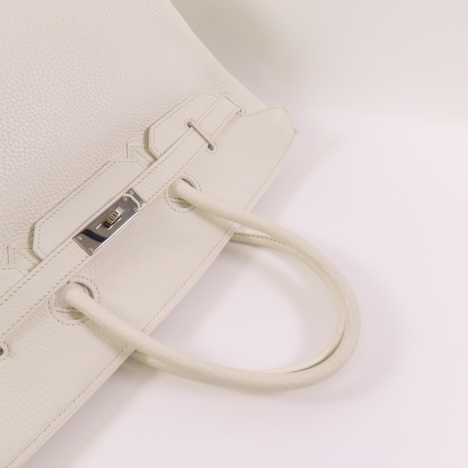 HERMES Clemence皮革Birkin 35銀扣手挽袋White