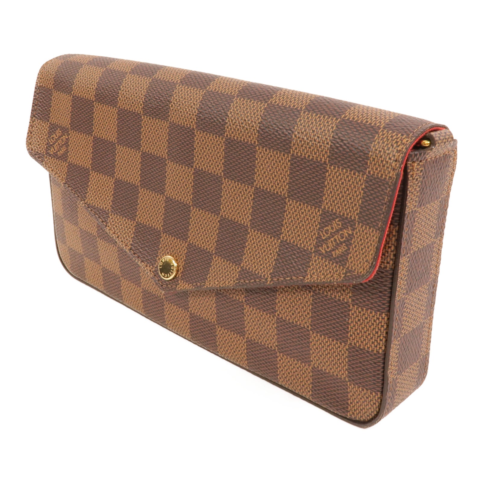 LOUIS VUITTON Damier Pochette Felicie金扣鏈帶肩背袋