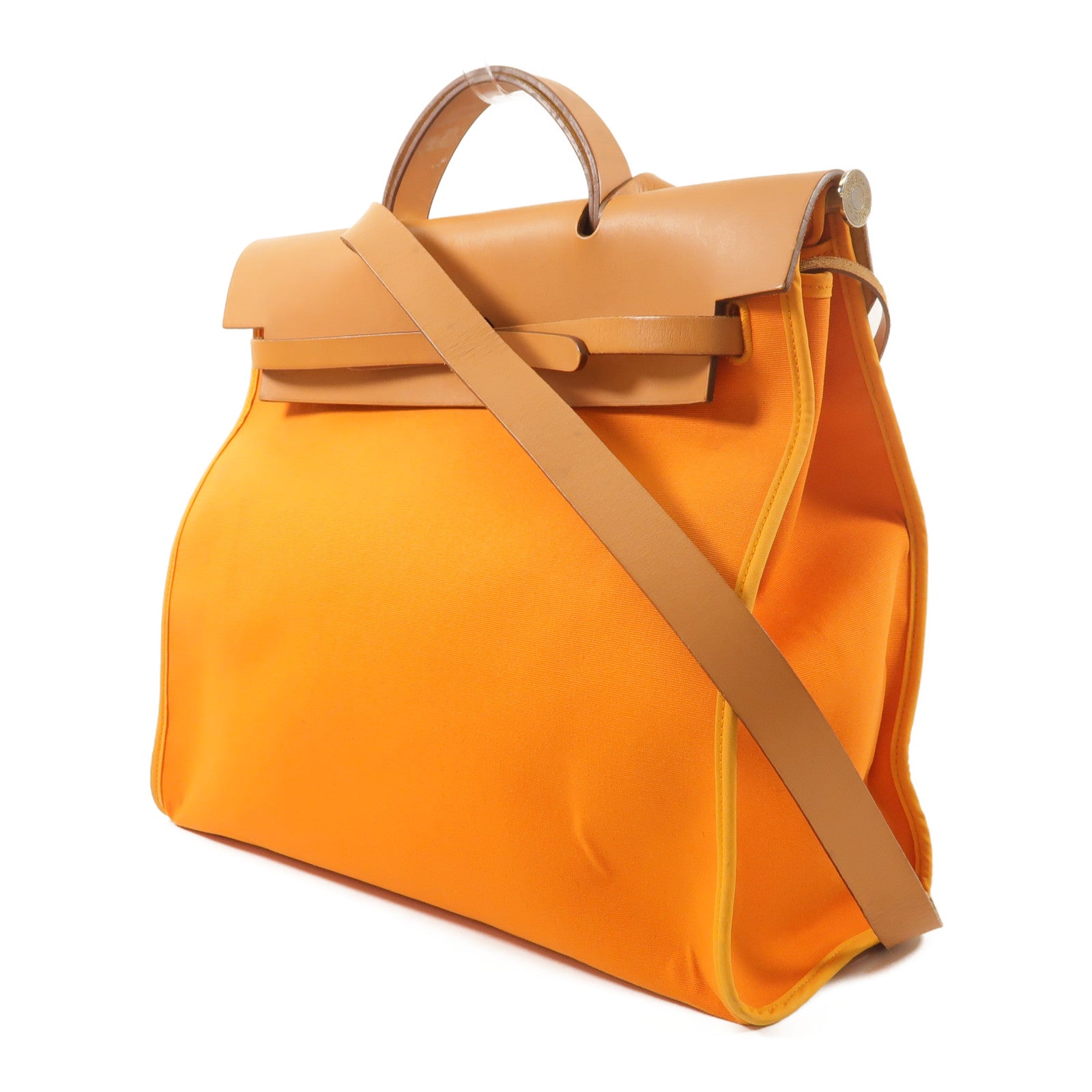 HERMES 帆布Herbag GM銀扣手挽肩背兩用袋