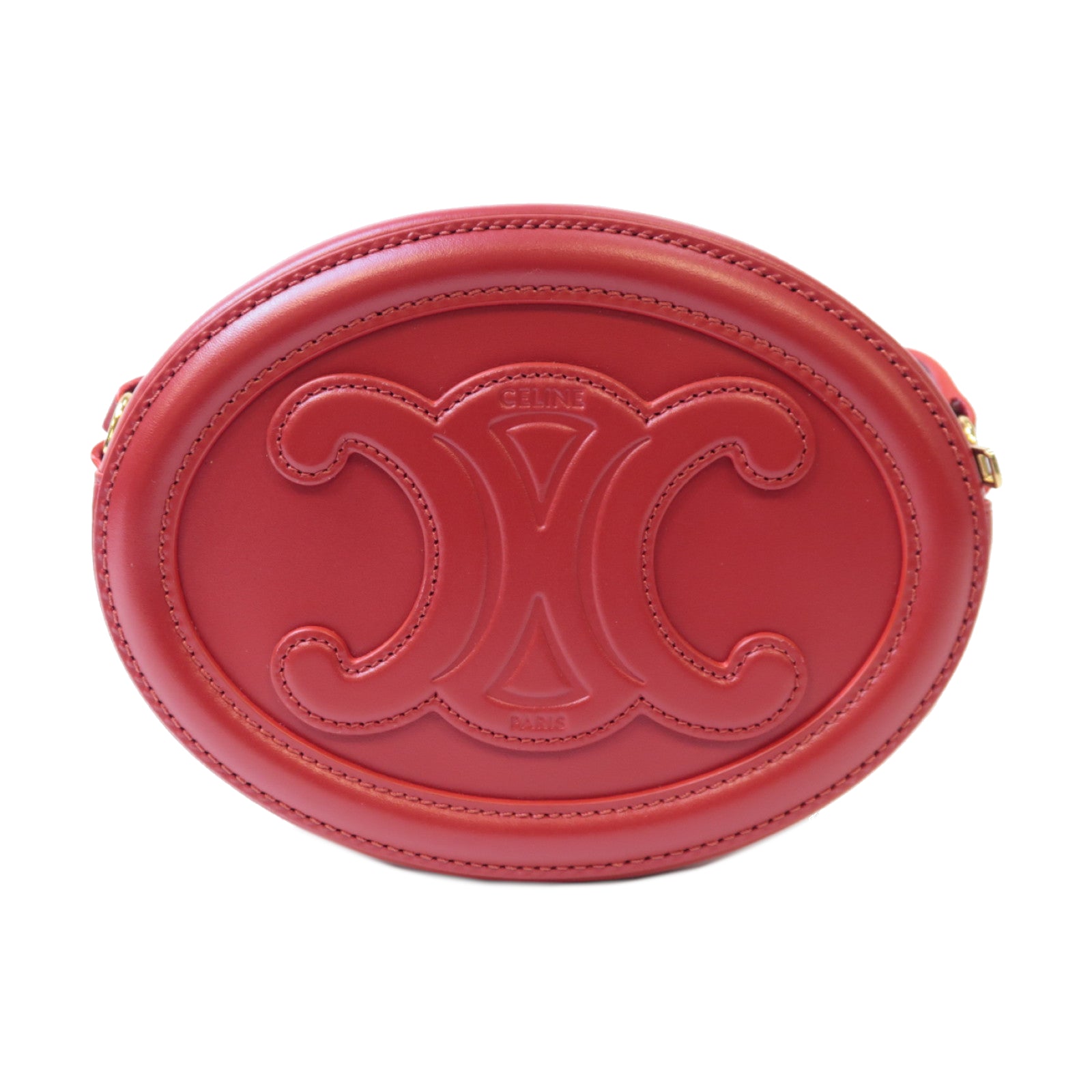 CELINE 【激減優惠】牛皮皮革Cuir Triomphe金扣肩背袋紅色