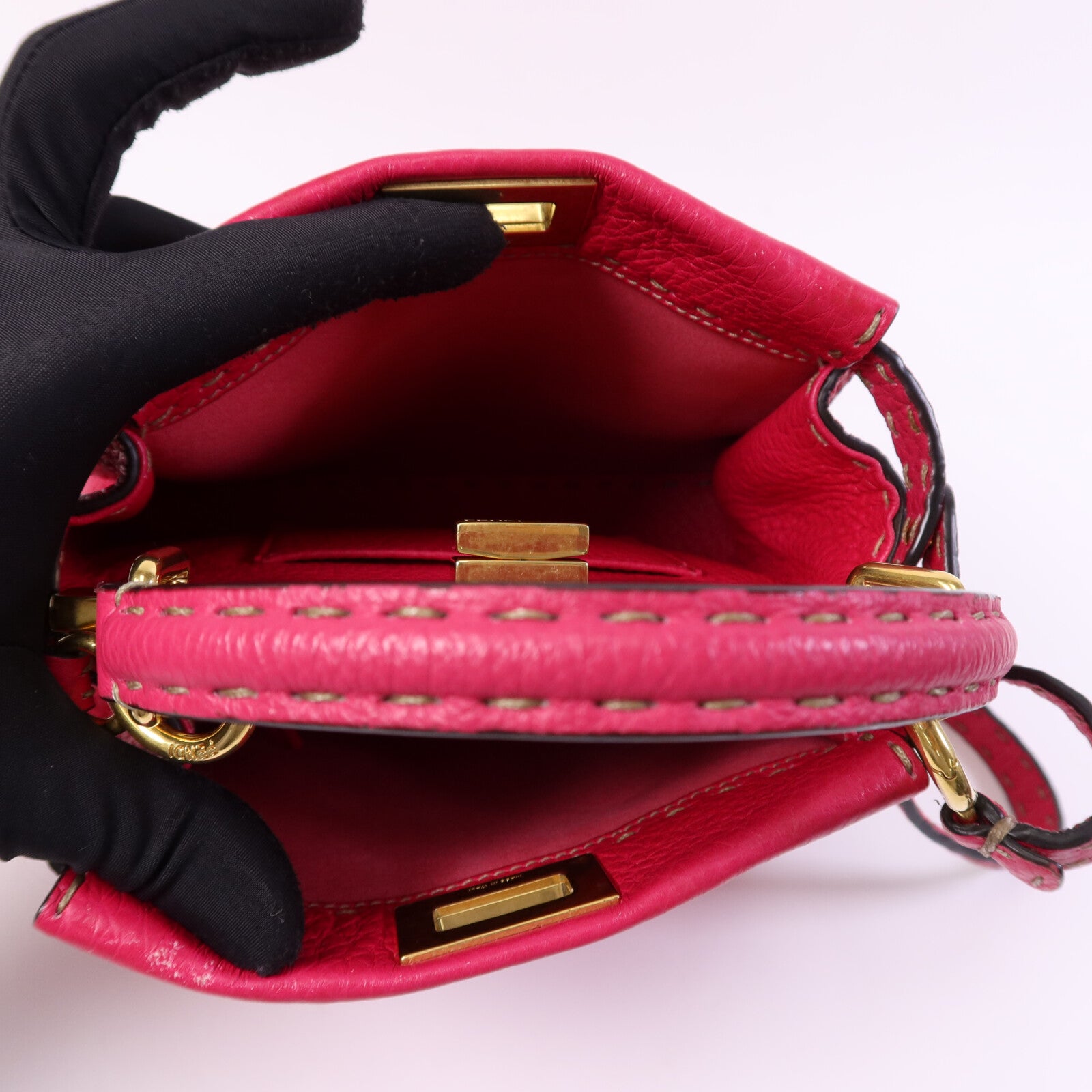 FENDI 牛皮皮革Selleria Peckaboo金扣手挽肩背兩用袋