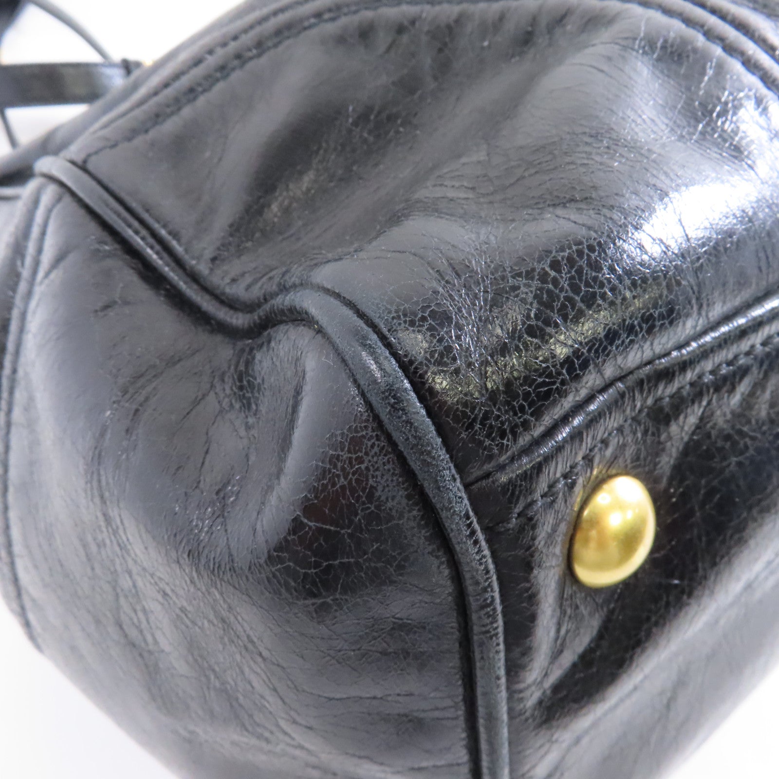 Miu Miu 牛皮皮革2way Shoulder金扣手挽肩背兩用袋黑色
