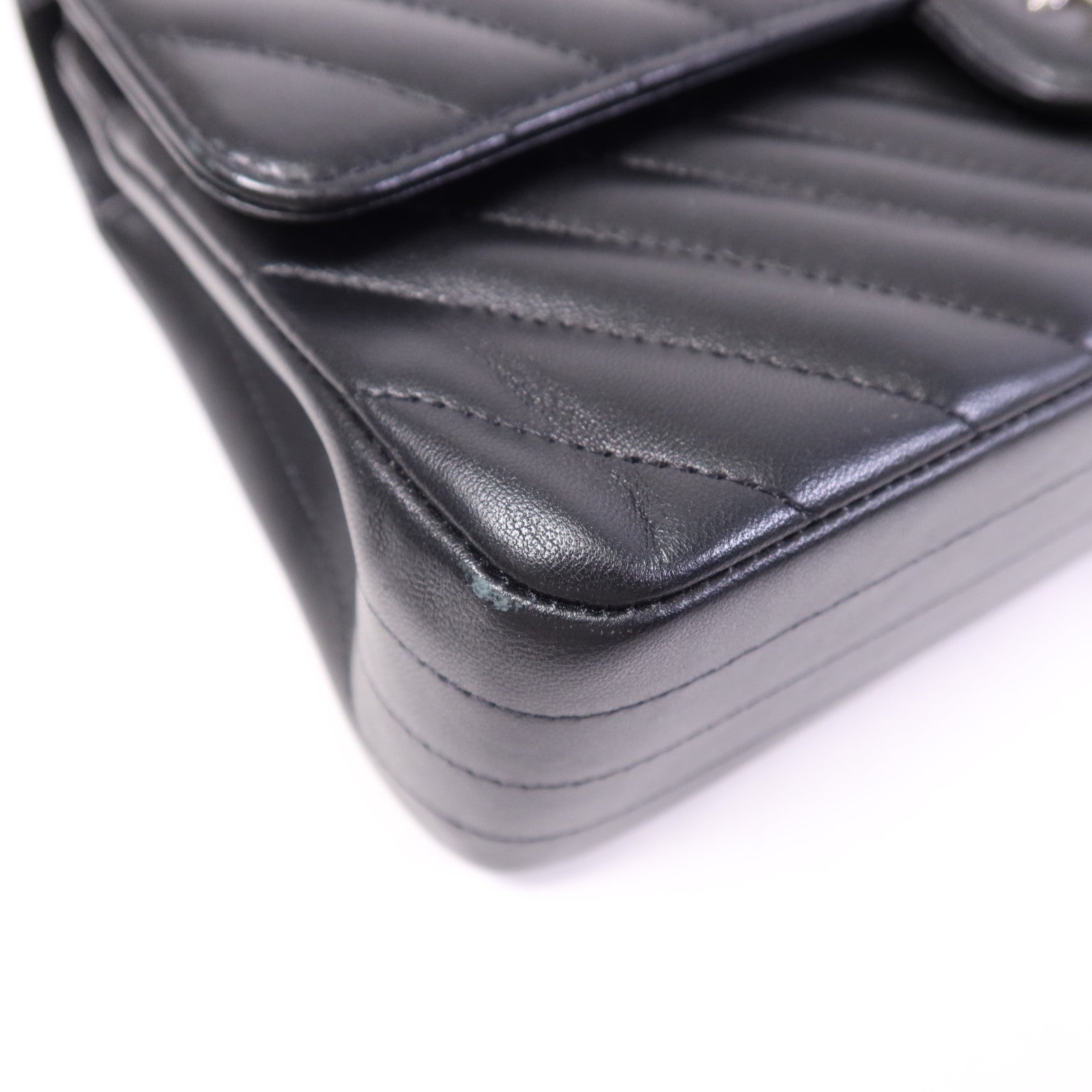 CHANEL 羊皮皮革Classic Flap銀扣鏈帶肩背袋