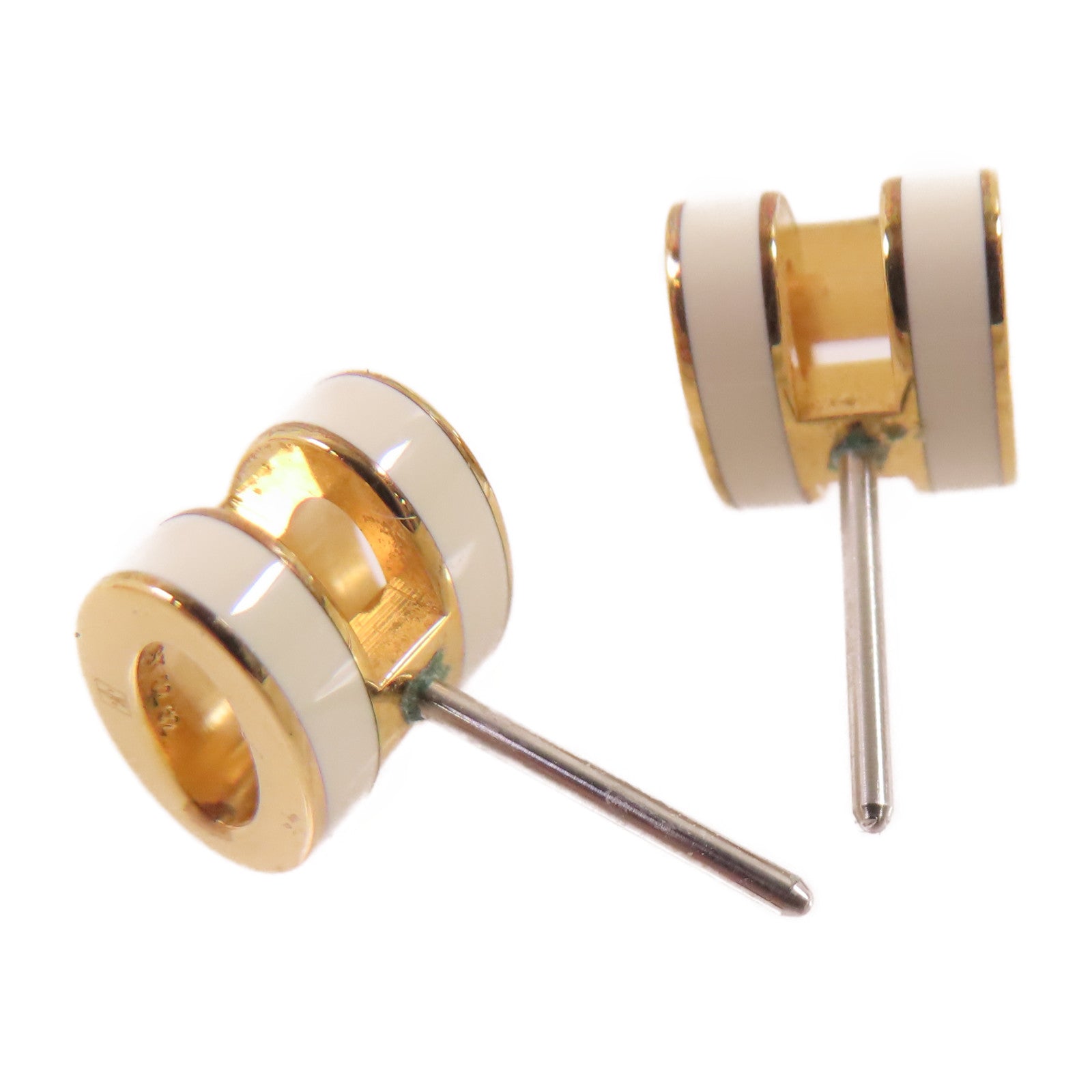 HERMES 金屬/琺瑯Mini Pop H Earrings金扣耳環Nata/奶油白色