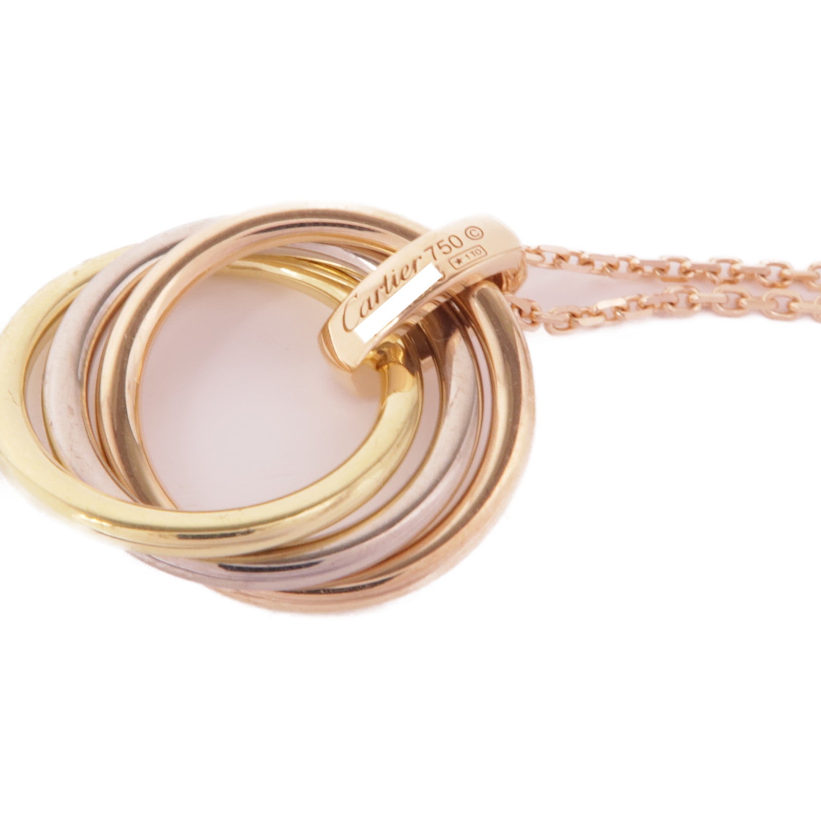 CARTIER Trinity Necklace 5P Diamond B7058700 18K Yellow White Pink Gold