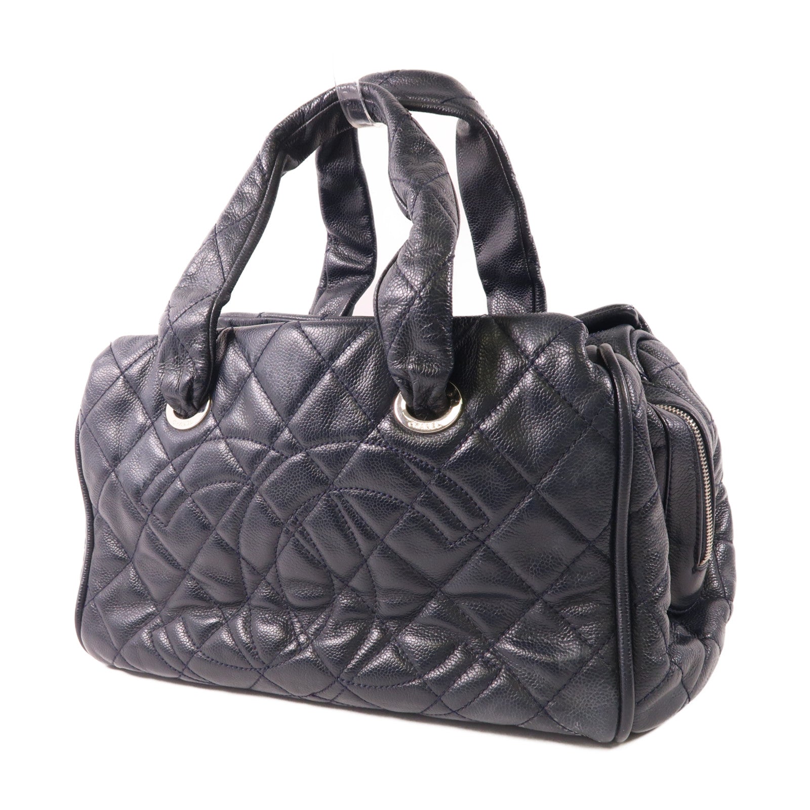 CHANEL 牛皮皮革Handbag銀扣手挽袋