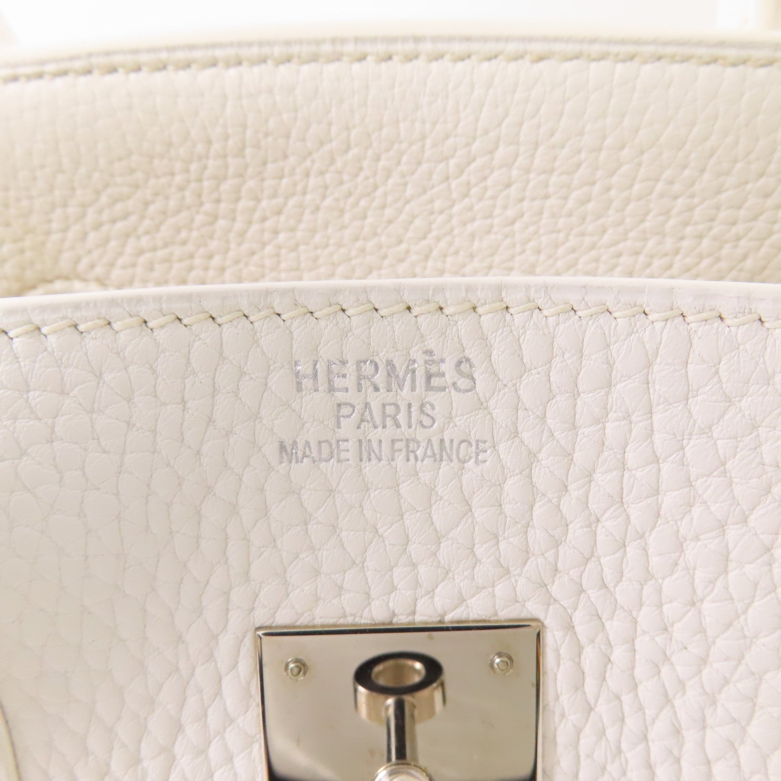HERMES Clemence皮革Birkin 35銀扣手挽袋White