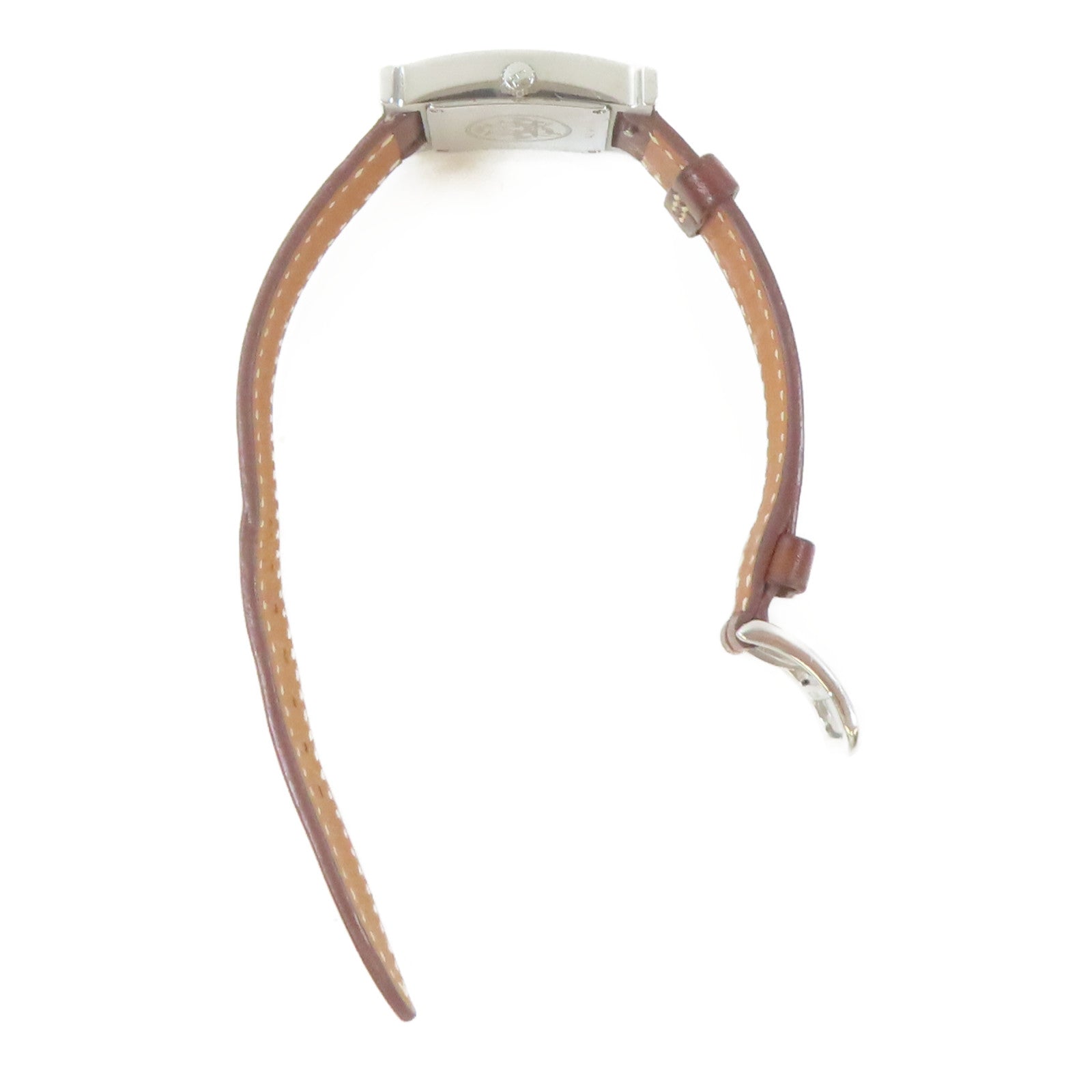 HERMES H watch皮革/不鏽鋼手錶石英機芯銀色#16cm