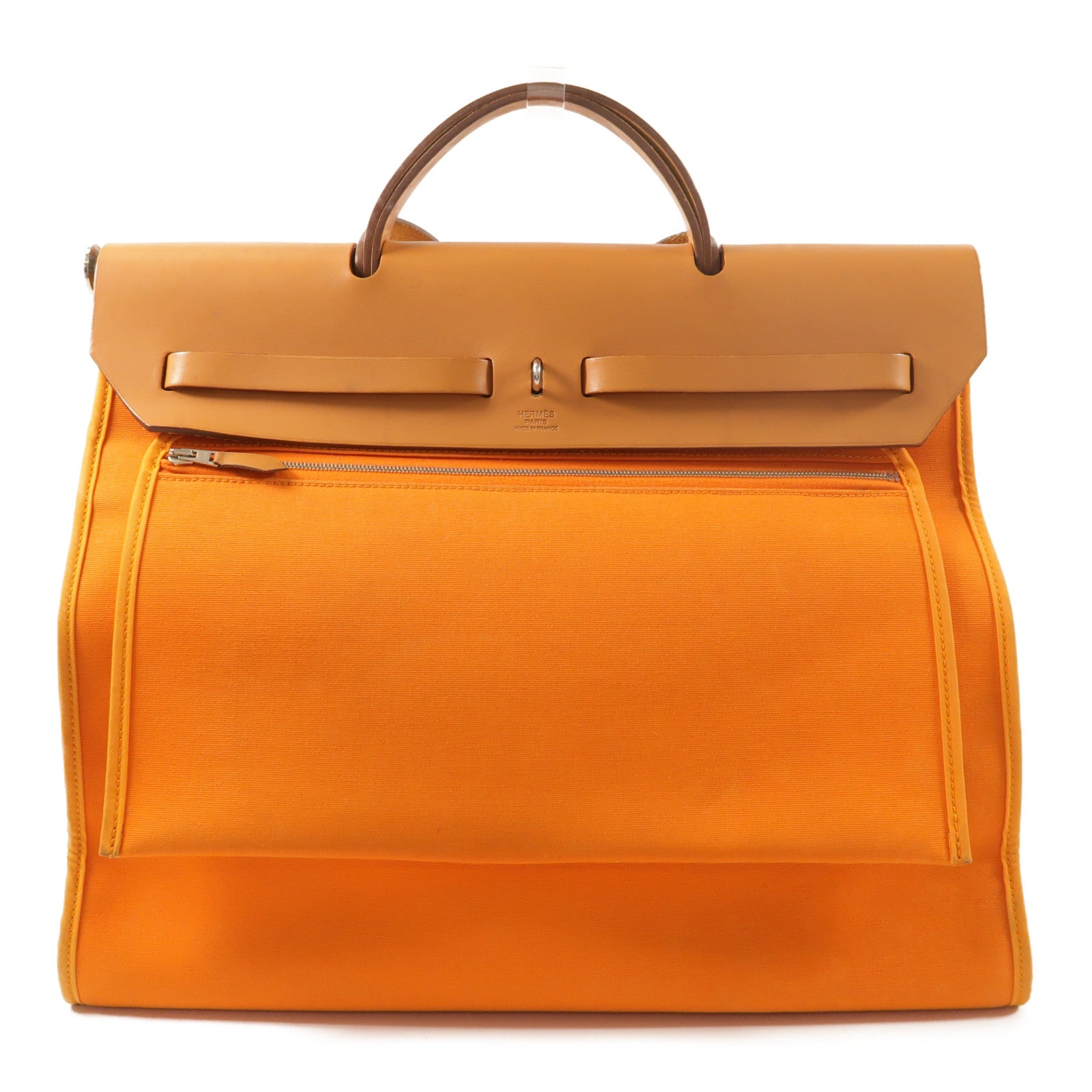 HERMES 帆布Herbag GM銀扣手挽肩背兩用袋