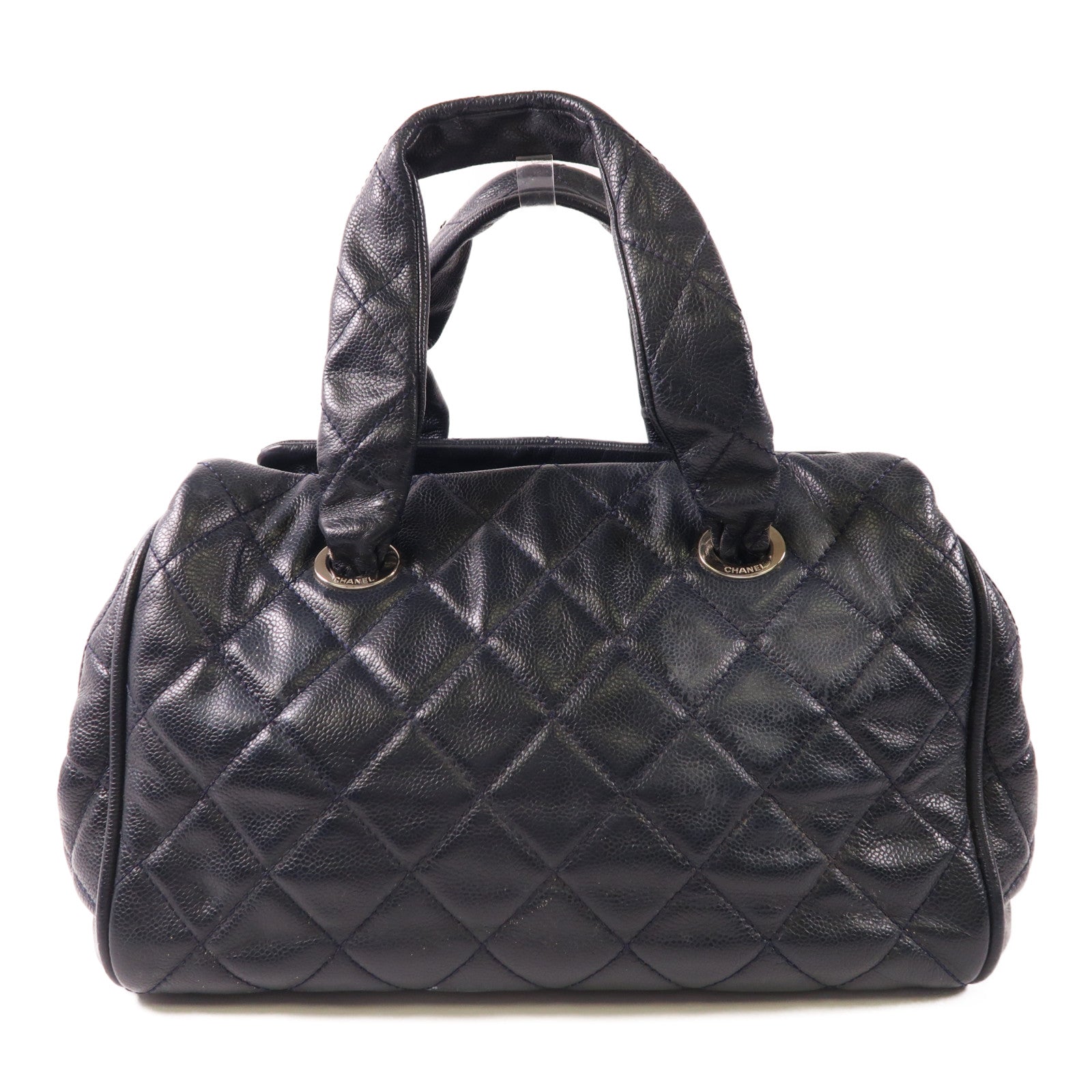 CHANEL 牛皮皮革Handbag銀扣手挽袋