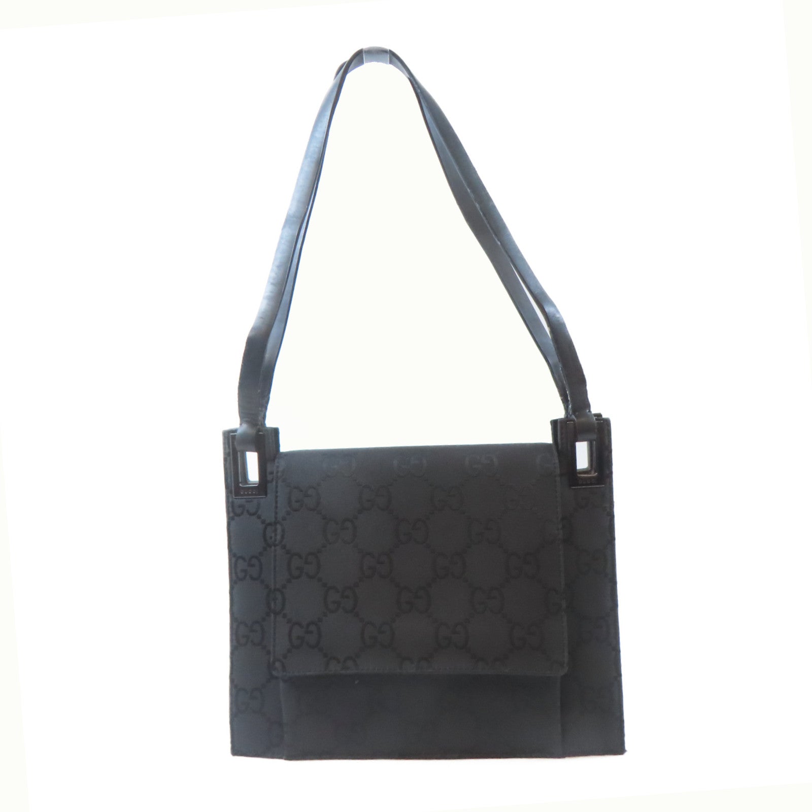 GUCCI 尼龍Shoulder Bag銀扣肩背袋黑色