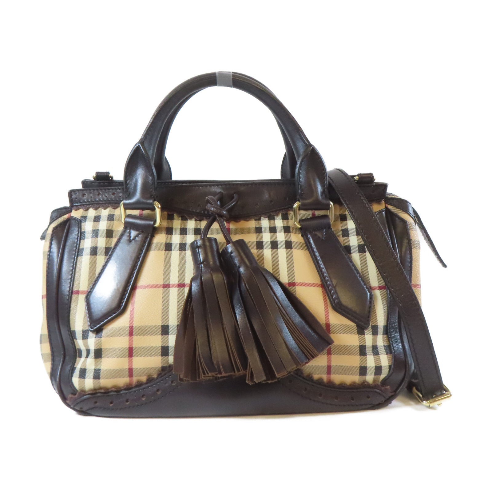 BURBERRY 【激減優惠】塗層帆布2 Way Shoulder金扣手挽肩背兩用袋啡色