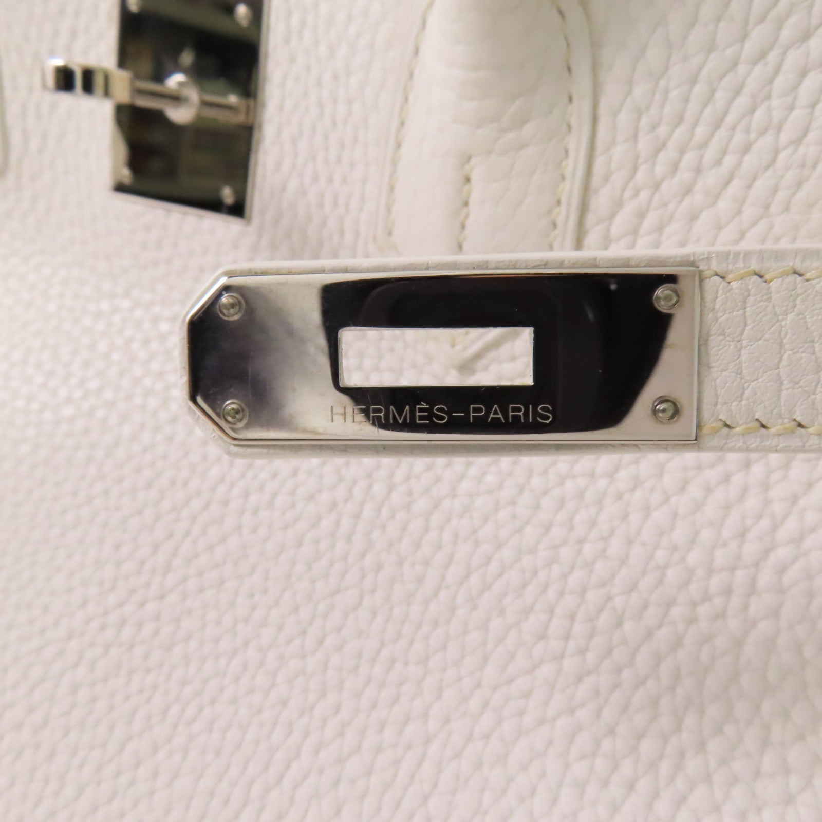 HERMES Clemence皮革Birkin 35銀扣手挽袋White