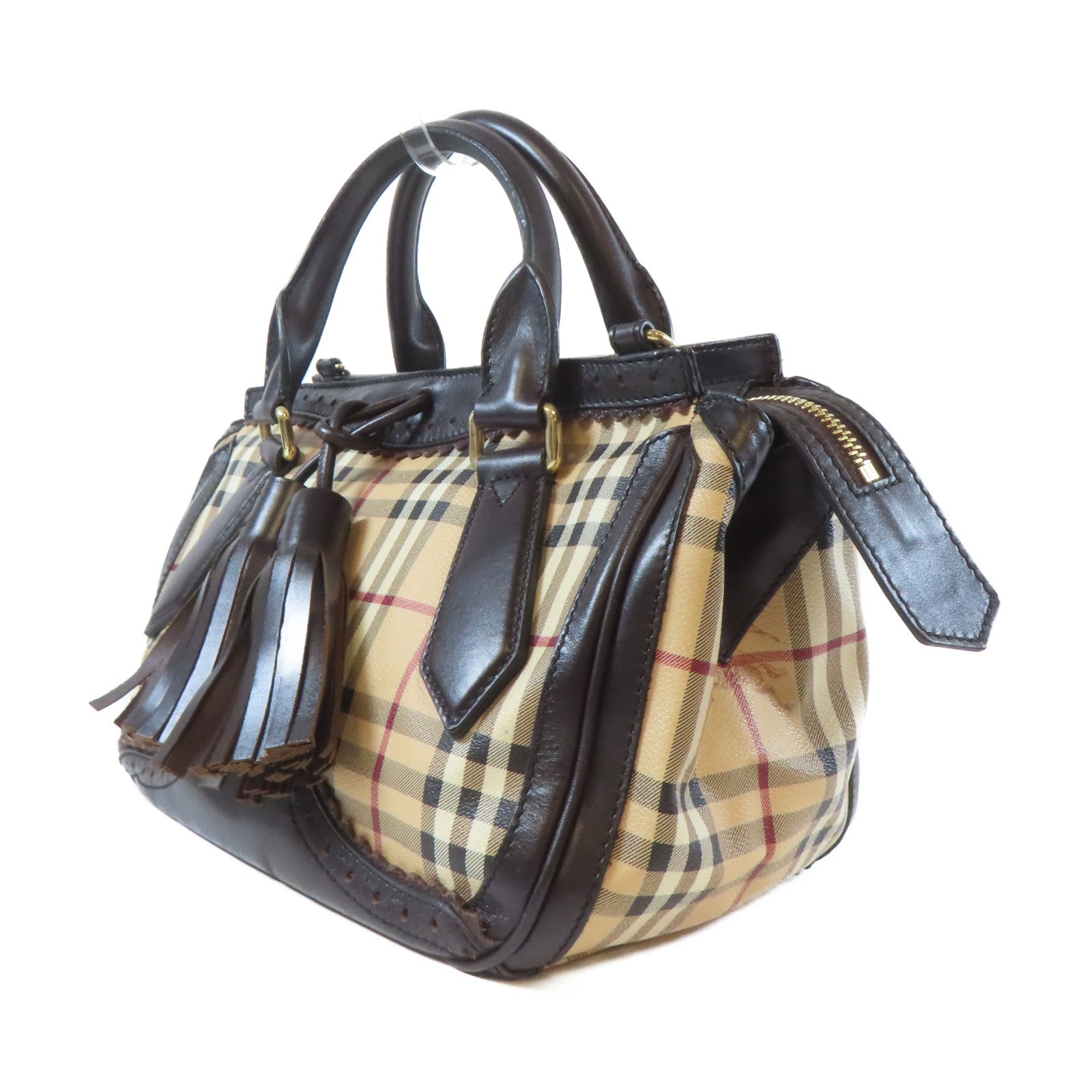 BURBERRY 【激減優惠】塗層帆布2 Way Shoulder金扣手挽肩背兩用袋啡色