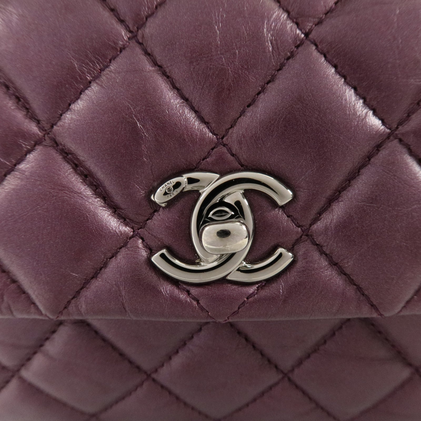 CHANEL 羊皮皮革Chain Shoulder銀扣鏈帶肩背袋