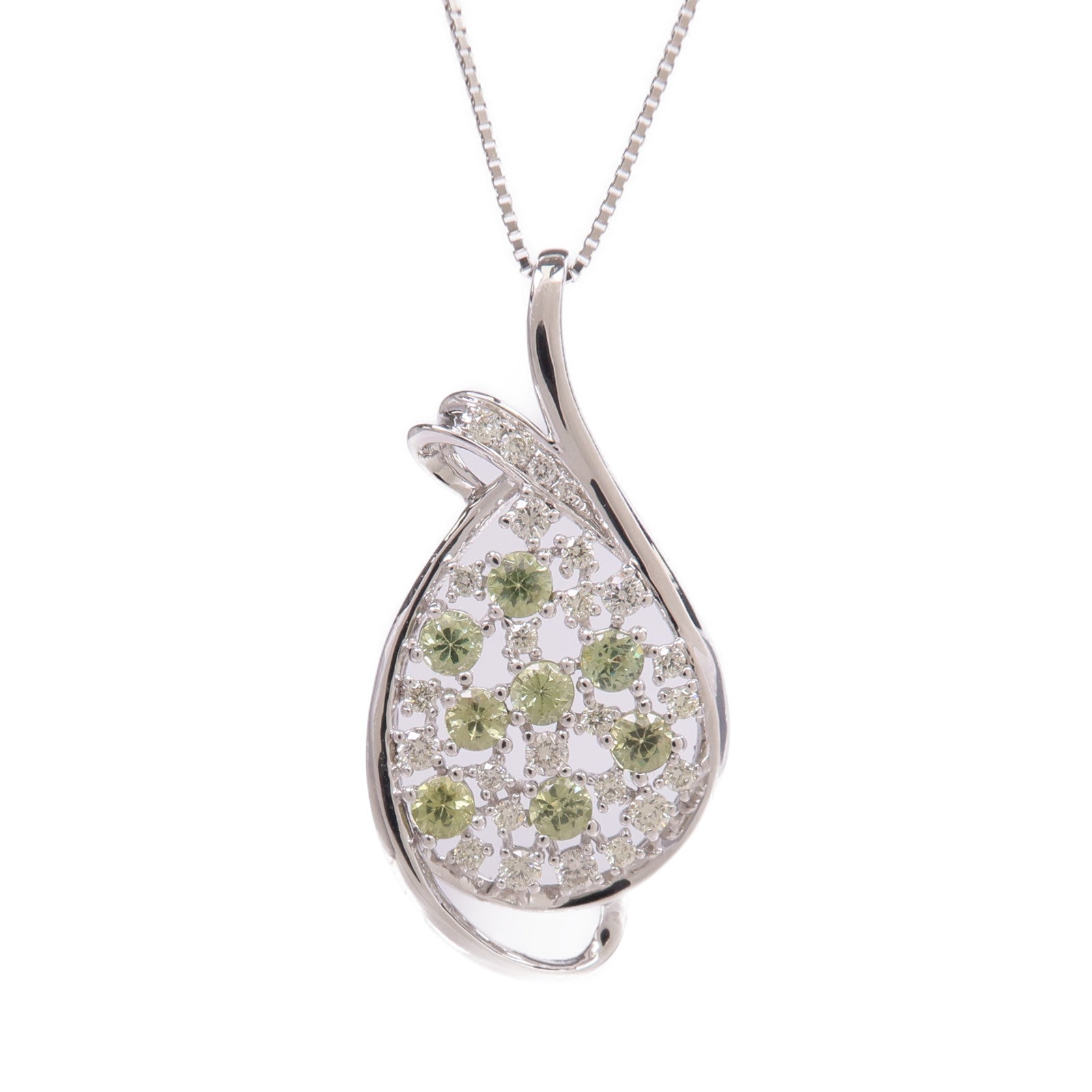 JEWELRY 【激減優惠】PT950/PT850鉑金Demantoid Garnet Diamond Necklace翠榴石/鑽石項鍊
