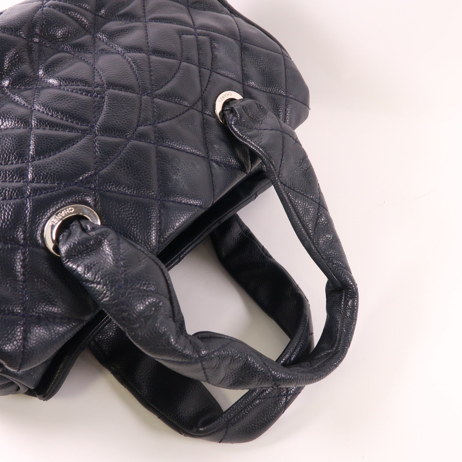 CHANEL 牛皮皮革Handbag銀扣手挽袋
