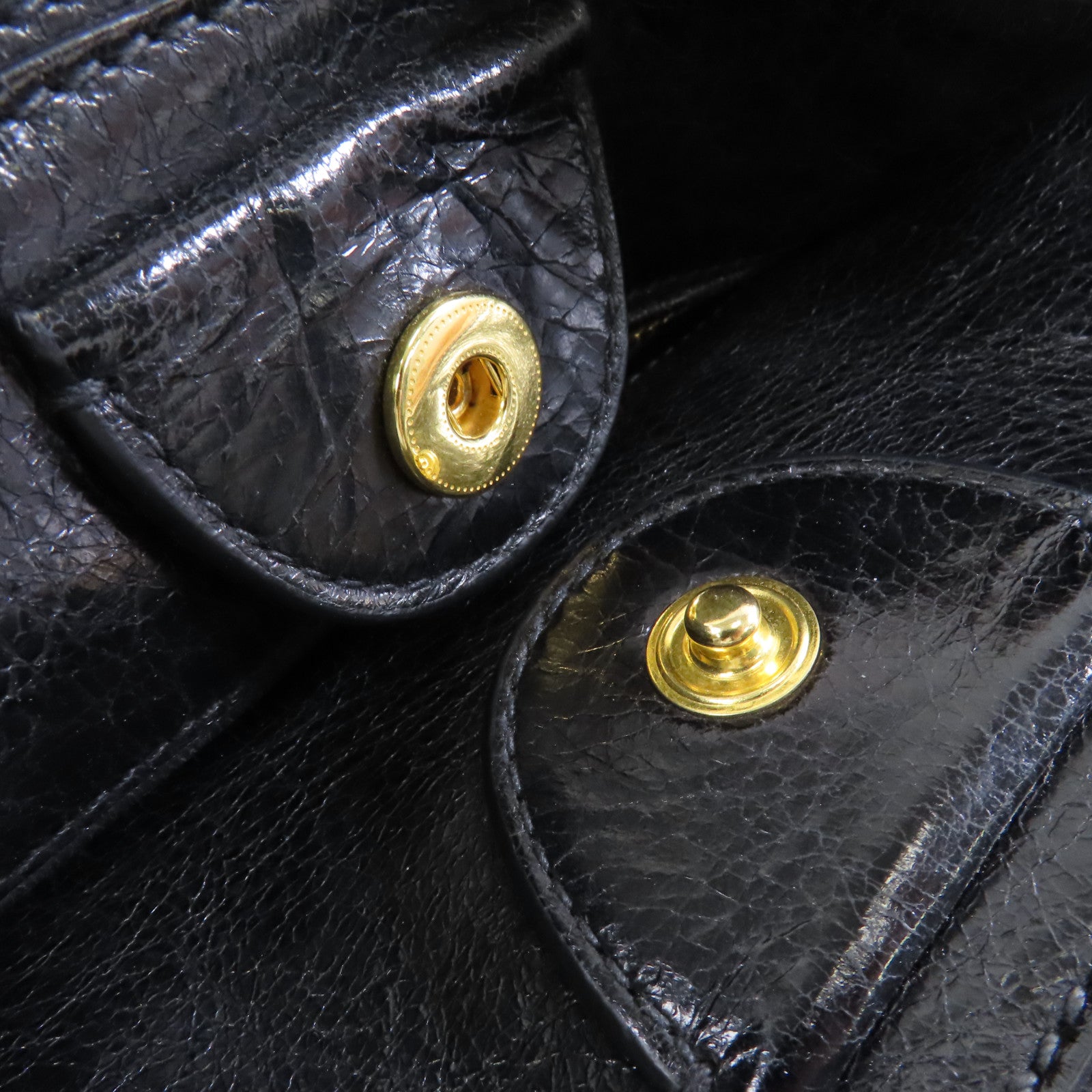 Miu Miu 牛皮皮革2way Shoulder金扣手挽肩背兩用袋黑色
