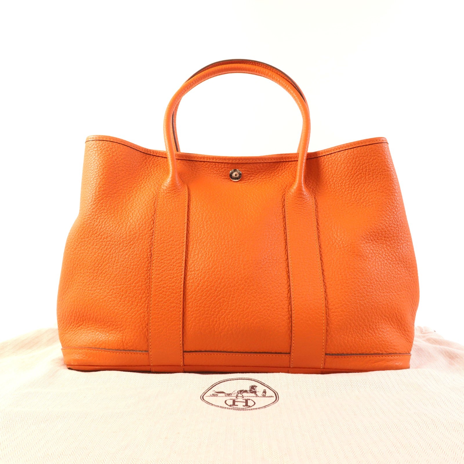 HERMES Negonda皮革Garden Party PM銀扣手挽袋Feu