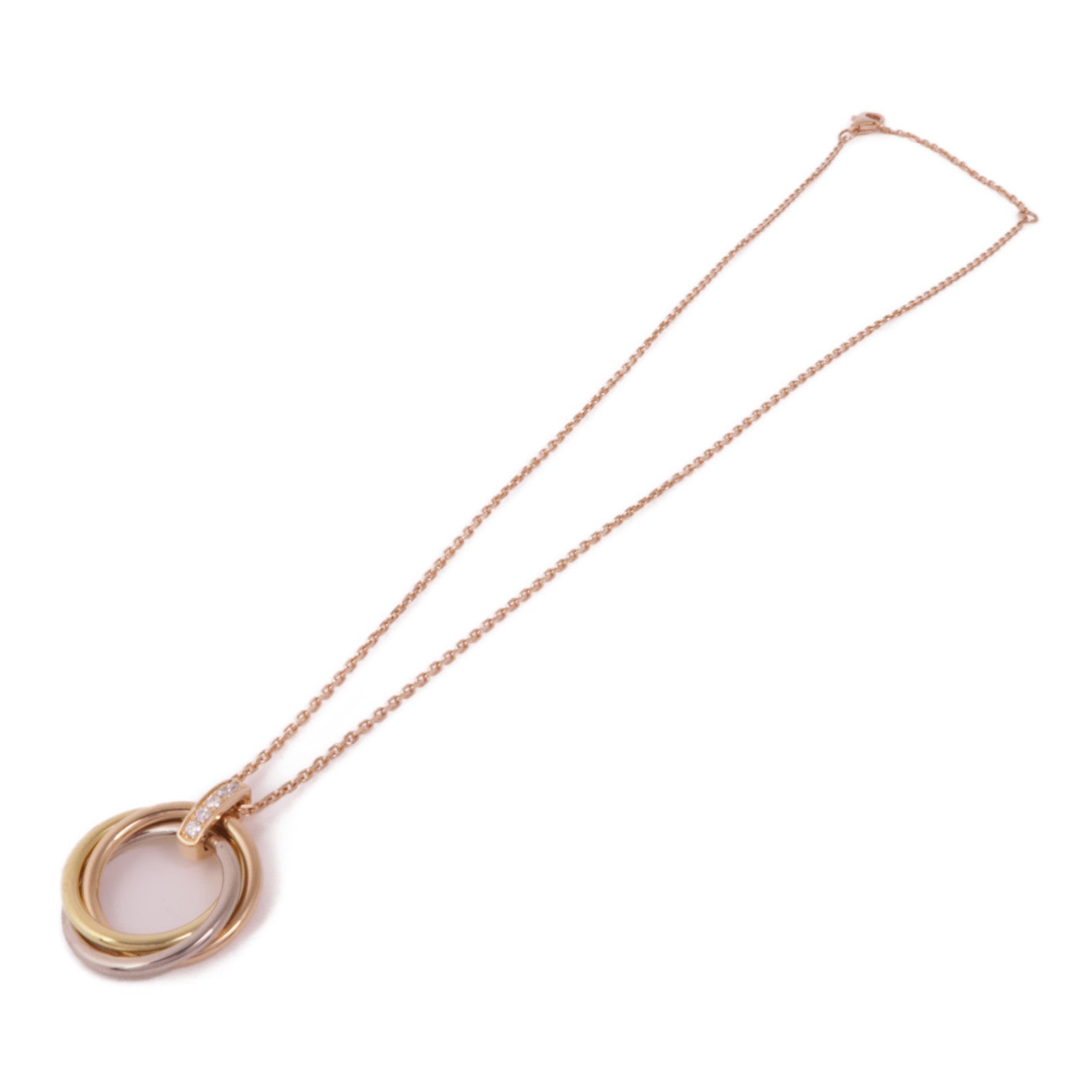 CARTIER Trinity Necklace 5P Diamond B7058700 18K Yellow White Pink Gold