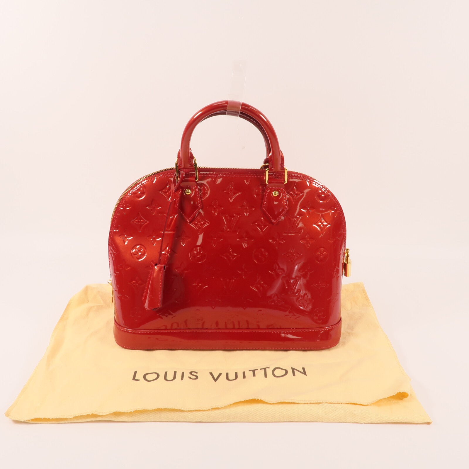 LOUIS VUITTON Monogram Vernis Alma MM金扣手挽袋