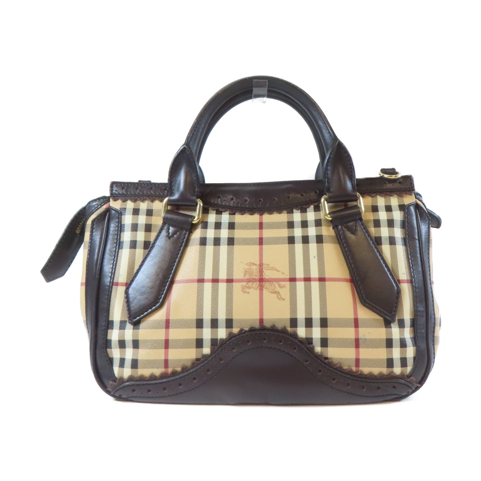BURBERRY 【激減優惠】塗層帆布2 Way Shoulder金扣手挽肩背兩用袋啡色
