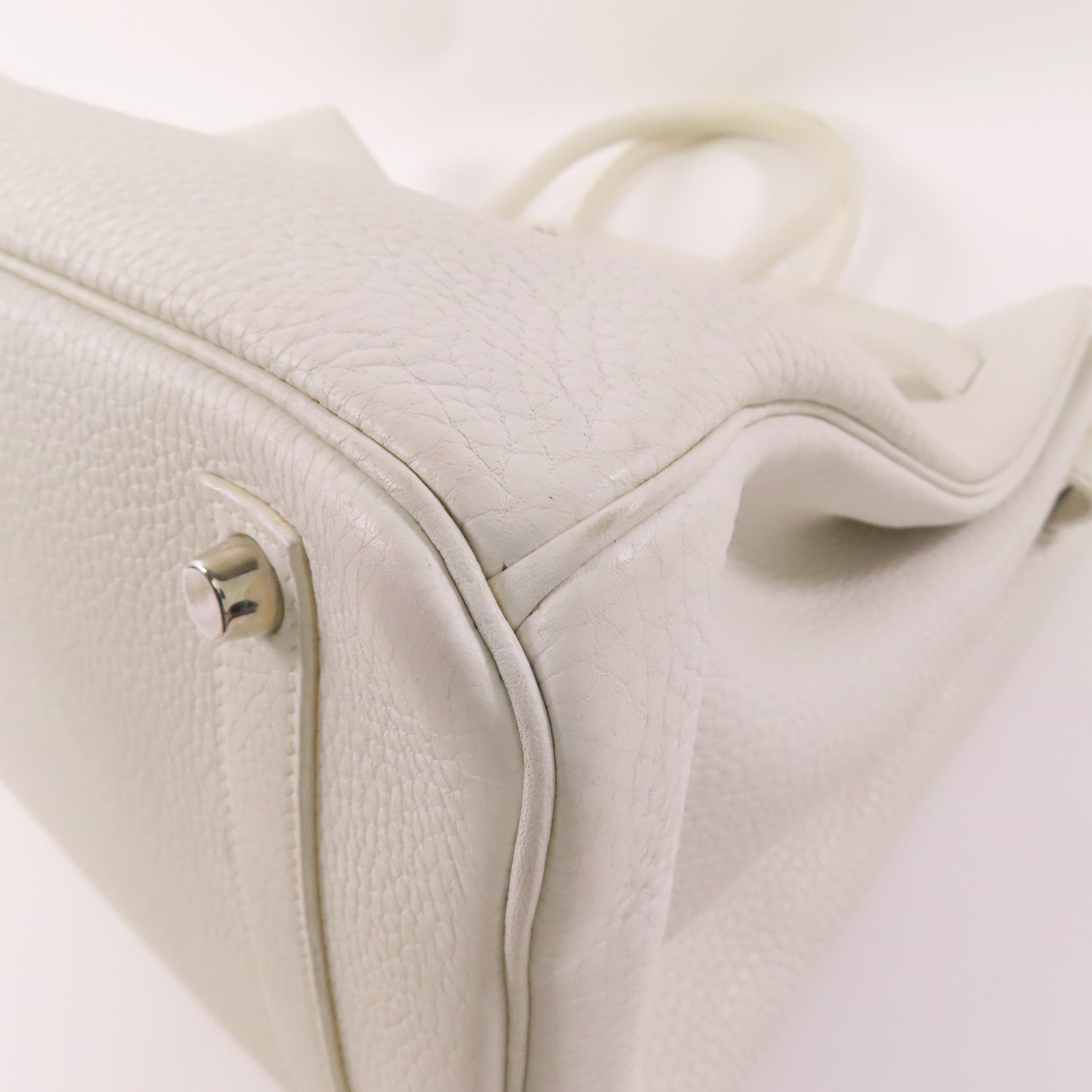 HERMES Clemence皮革Birkin 35銀扣手挽袋White