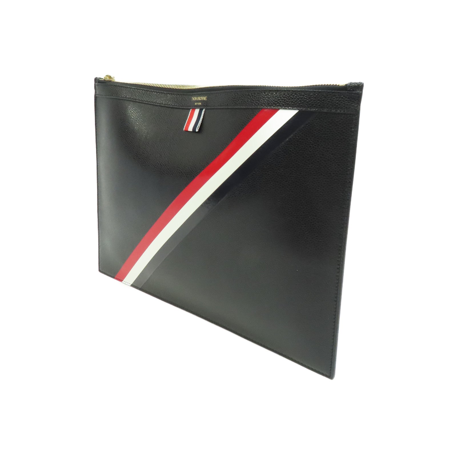 THOM BROWNE 牛皮皮革Thom Browne Clutch金扣手拿包黑色