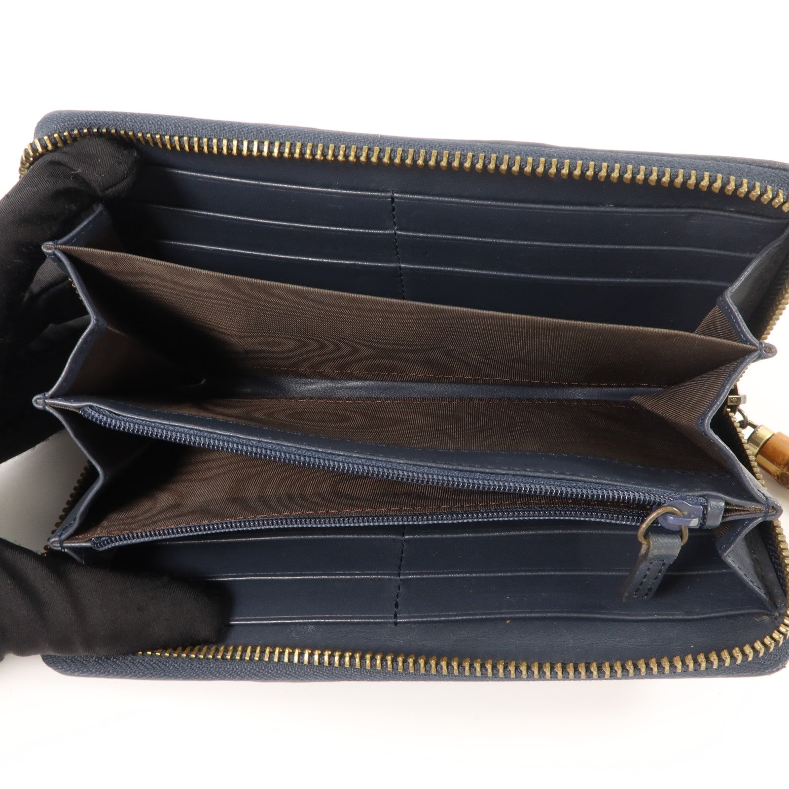 GUCCI 帆布/牛皮皮革Long Round Wallet長錢包