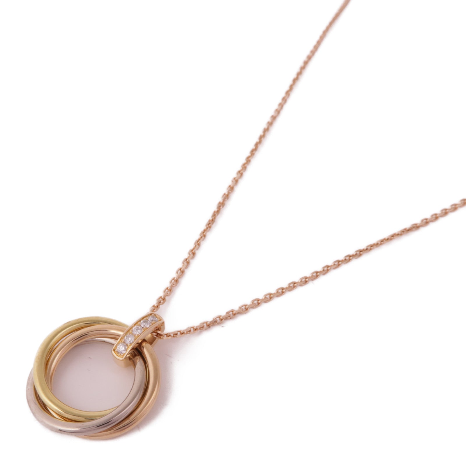 CARTIER Trinity Necklace 5P Diamond B7058700 18K Yellow White Pink Gold