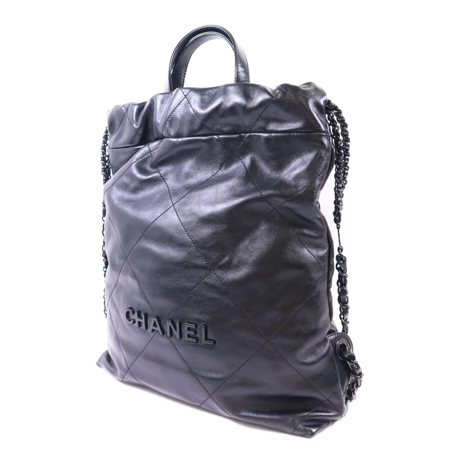 CHANEL 【激減優惠】牛皮皮革Chanel 22銀扣鏈帶背包