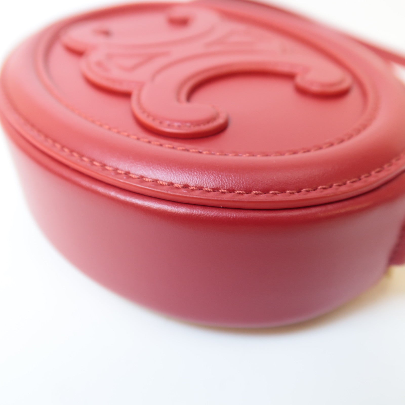 CELINE 【激減優惠】牛皮皮革Cuir Triomphe金扣肩背袋紅色