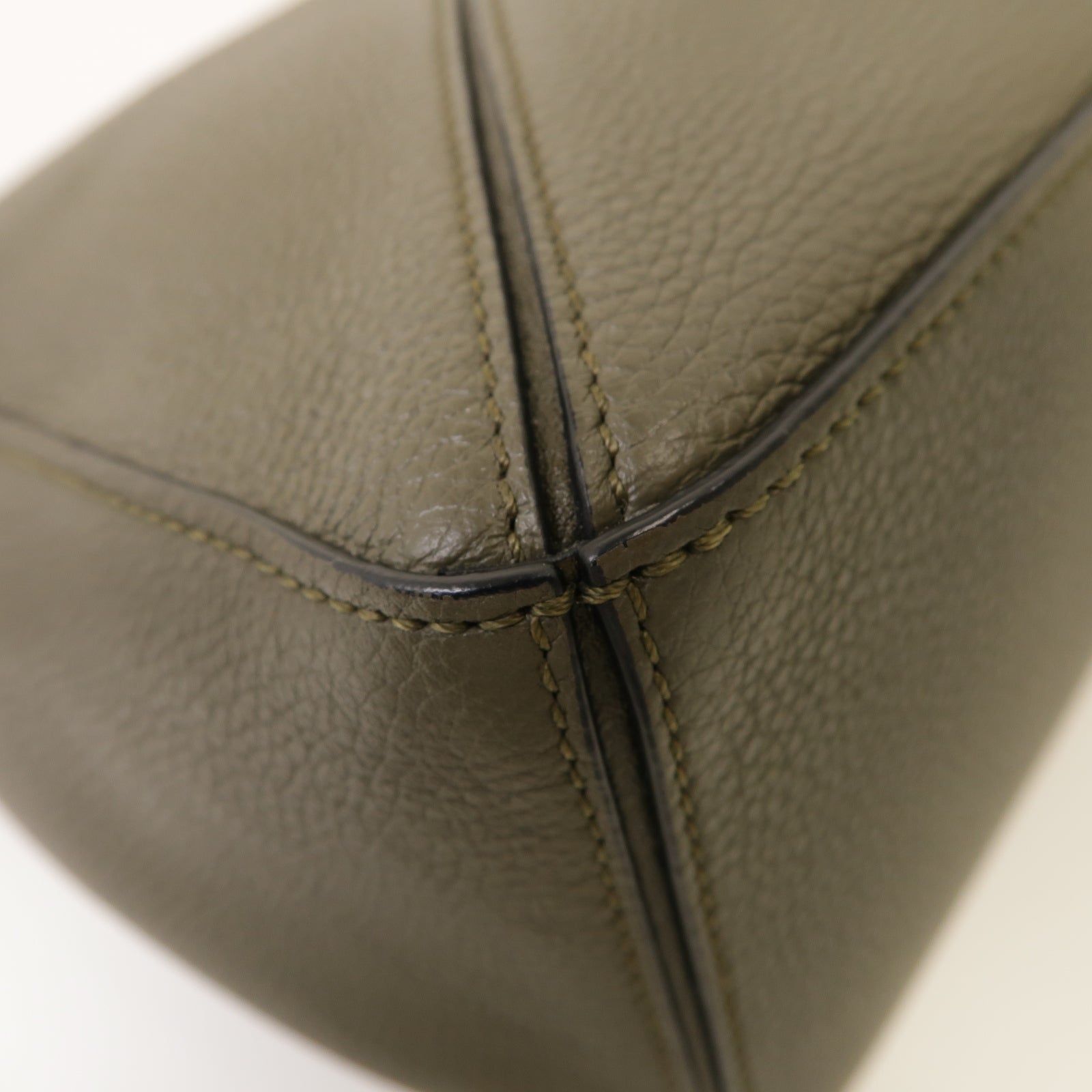 LOEWE 牛皮皮革Small Puzzle Bag銀扣手挽肩背兩用袋卡其色