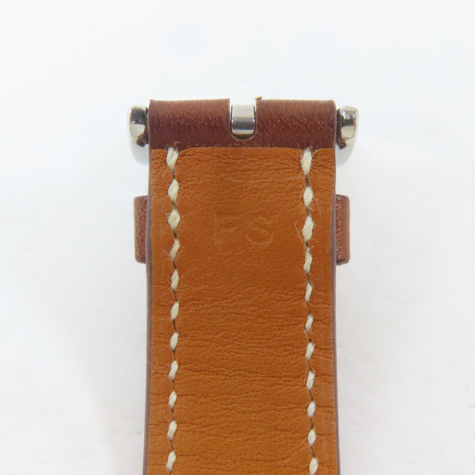 HERMES H watch皮革/不鏽鋼手錶石英機芯銀色#16cm