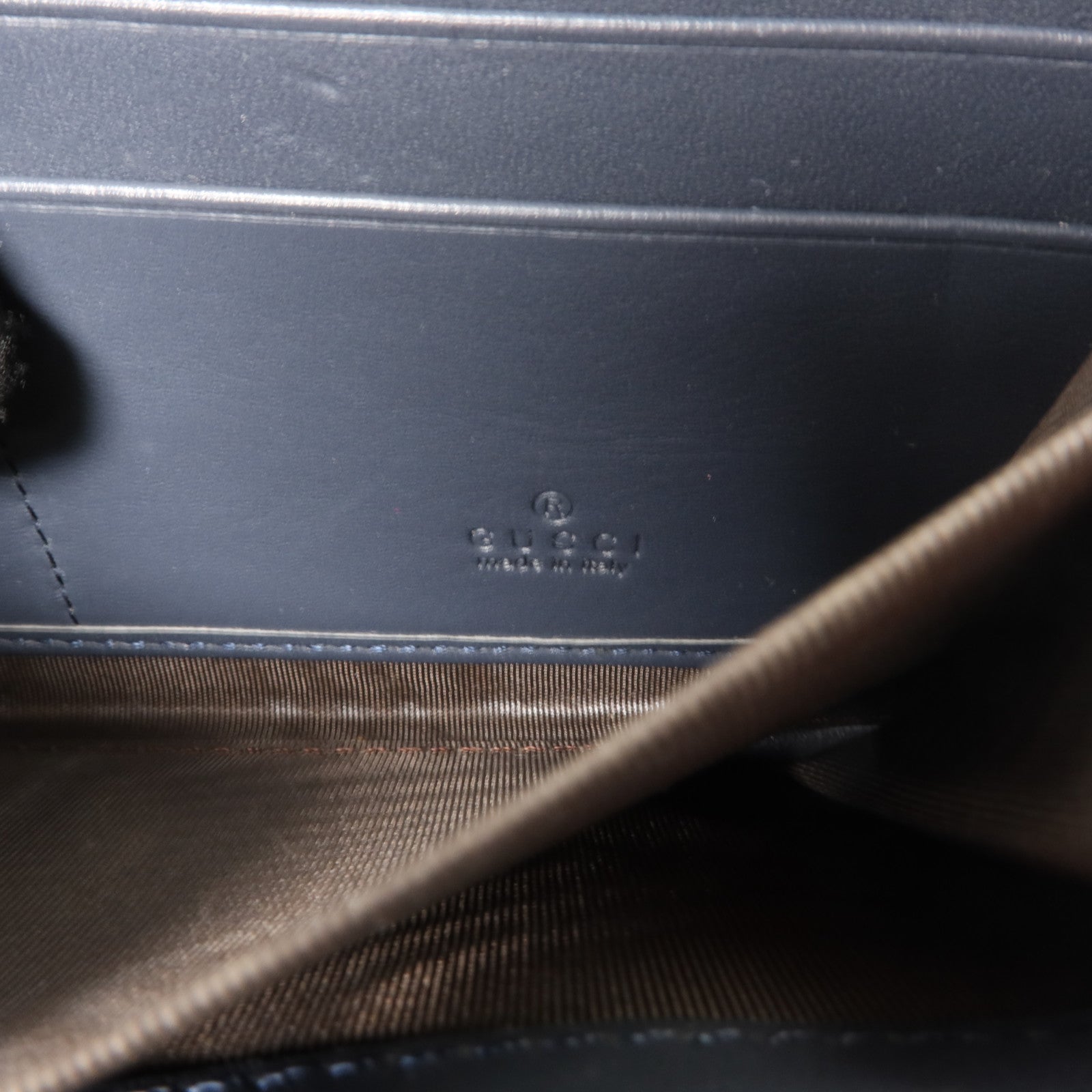 GUCCI 帆布/牛皮皮革Long Round Wallet長錢包