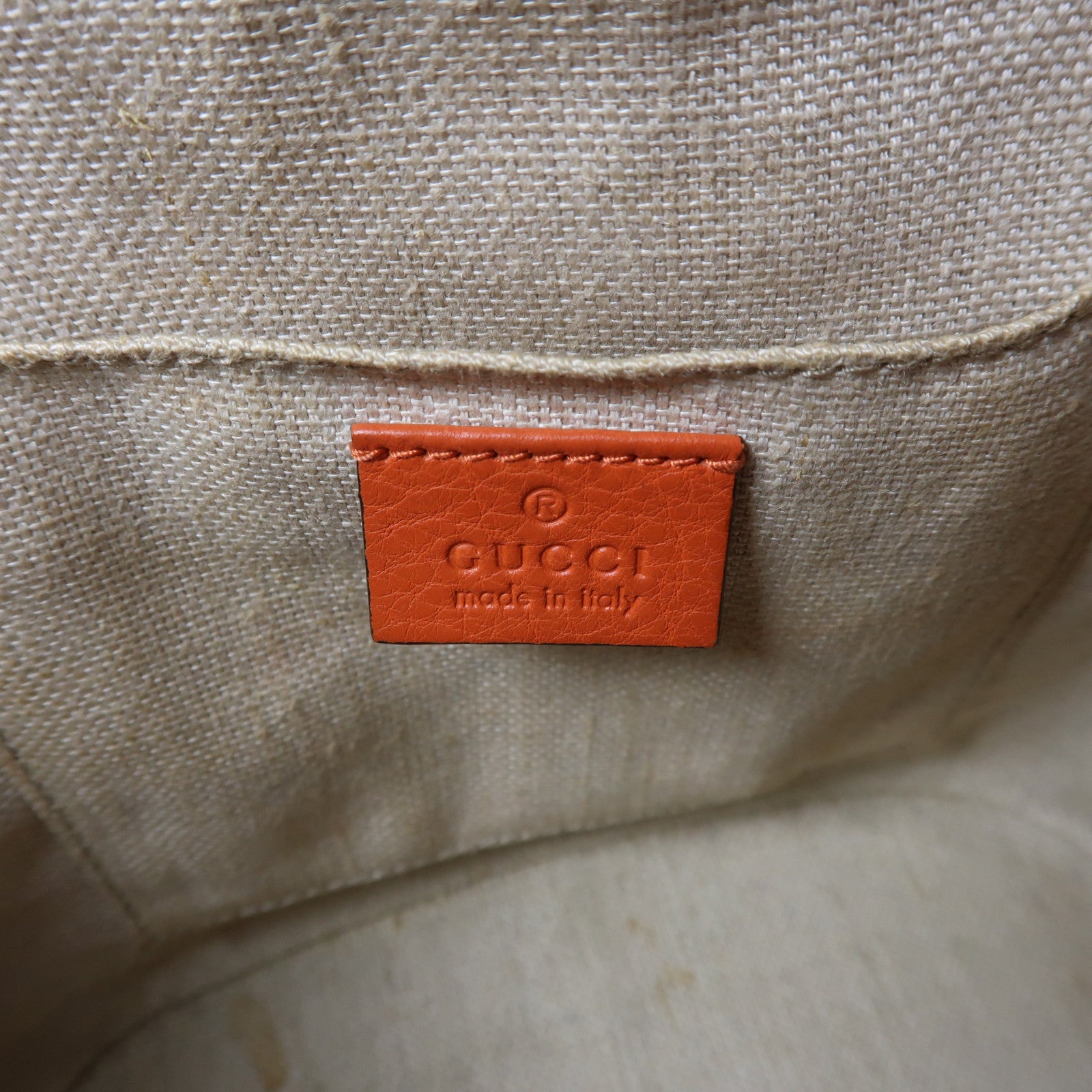 GUCCI 帆布Bucket Bag金扣肩背袋啡色/橙色