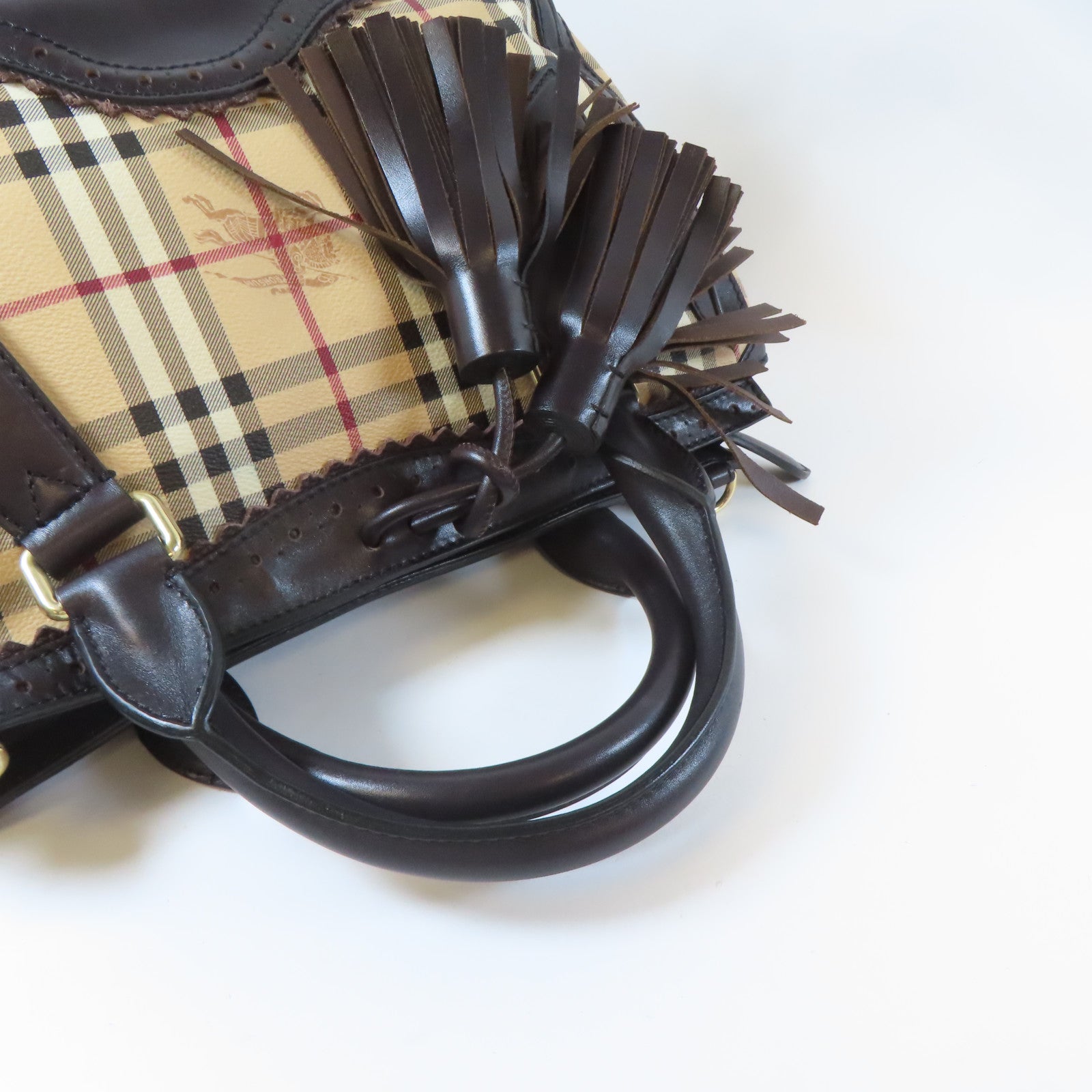 BURBERRY 【激減優惠】塗層帆布2 Way Shoulder金扣手挽肩背兩用袋啡色