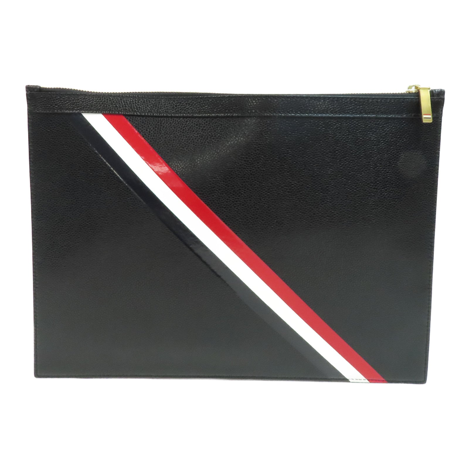THOM BROWNE 牛皮皮革Thom Browne Clutch金扣手拿包黑色