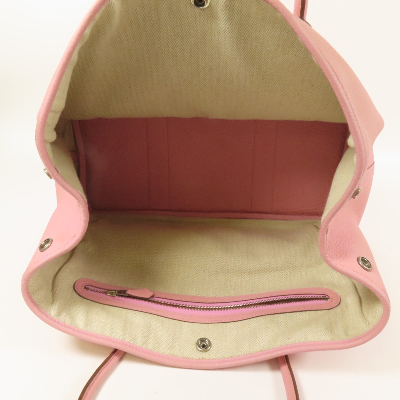 HERMES Negonda皮革Garden Party PM銀扣手挽袋Rose Sakura