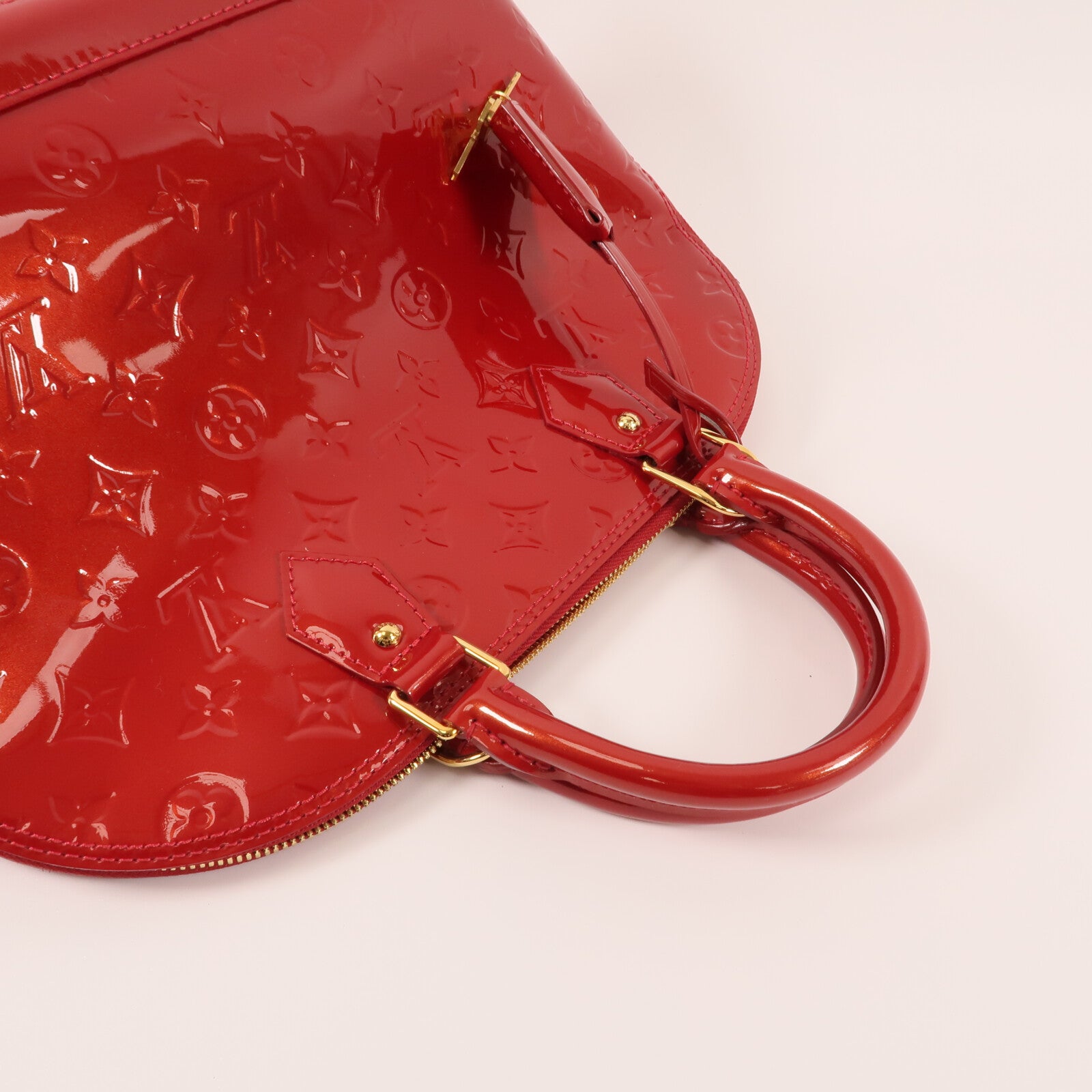LOUIS VUITTON Monogram Vernis Alma MM金扣手挽袋