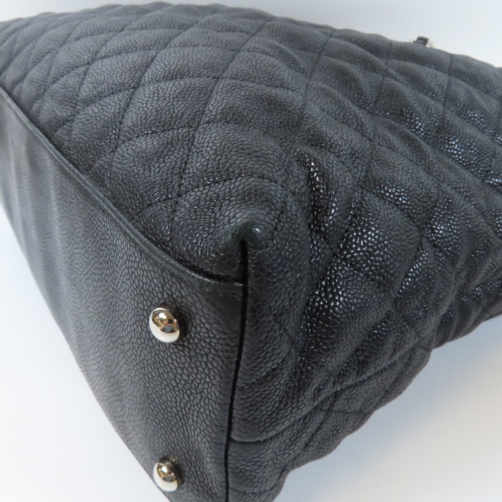 CHANEL 菱格牛皮皮革2 Way Chain Shoulder Bag銀扣鏈帶手挽肩背兩用袋黑色