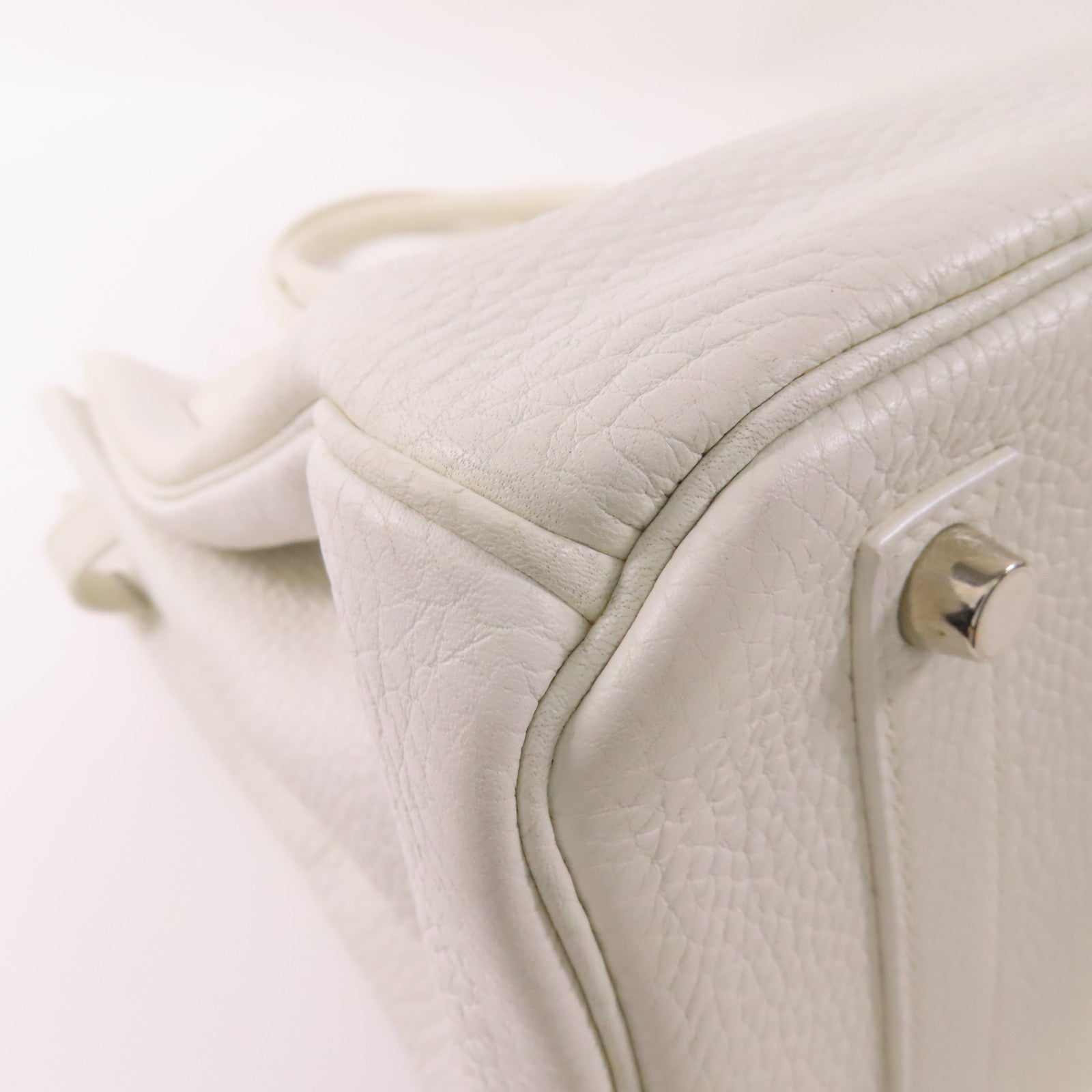 HERMES Clemence皮革Birkin 35銀扣手挽袋White