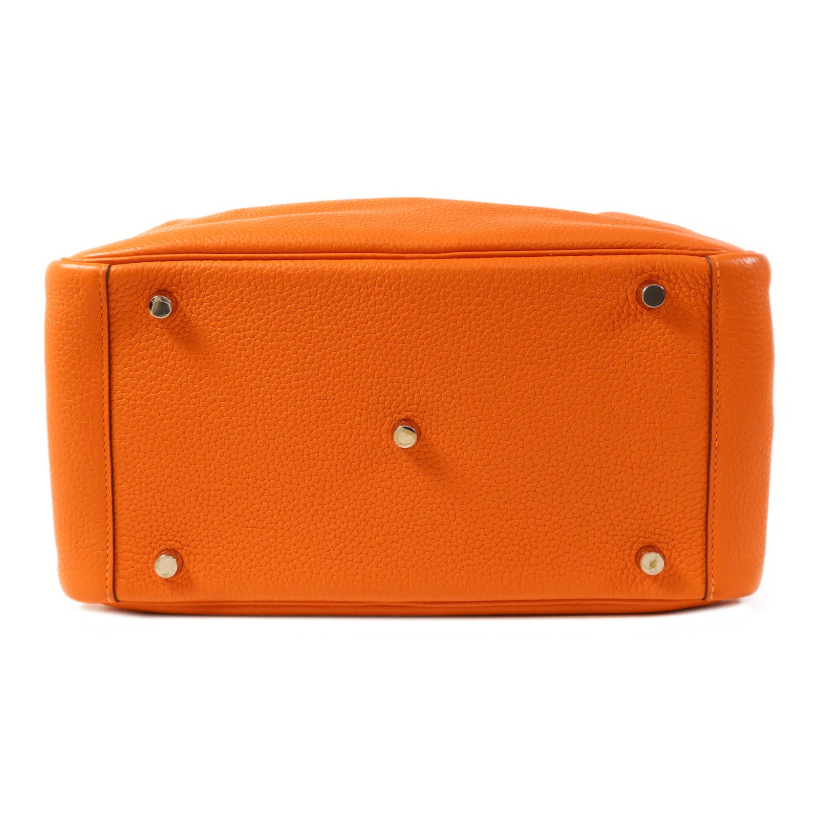 HERMES Clemence皮革Lindy 30銀扣手挽肩背兩用袋Orange