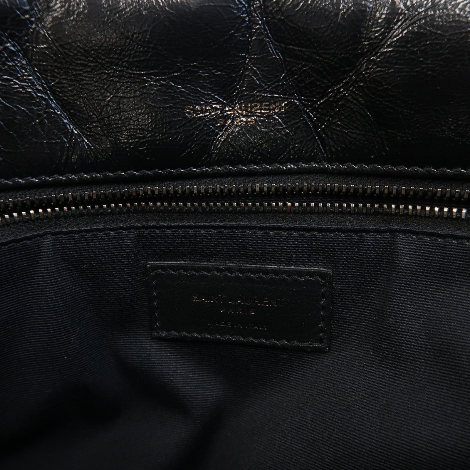SAINT LAURENT 牛皮皮革Shoulder Bag銀扣鏈帶肩背袋黑色