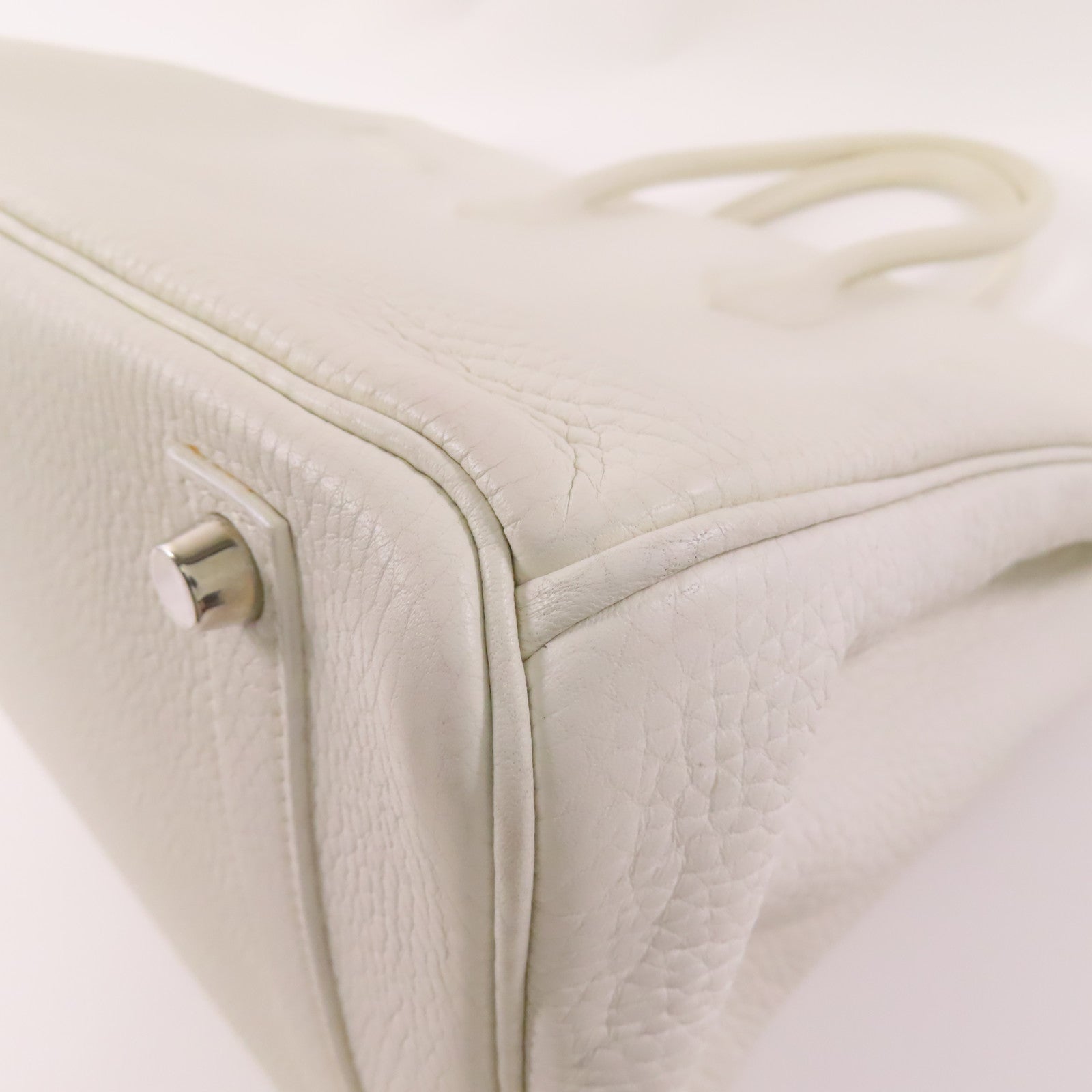 HERMES Clemence皮革Birkin 35銀扣手挽袋White