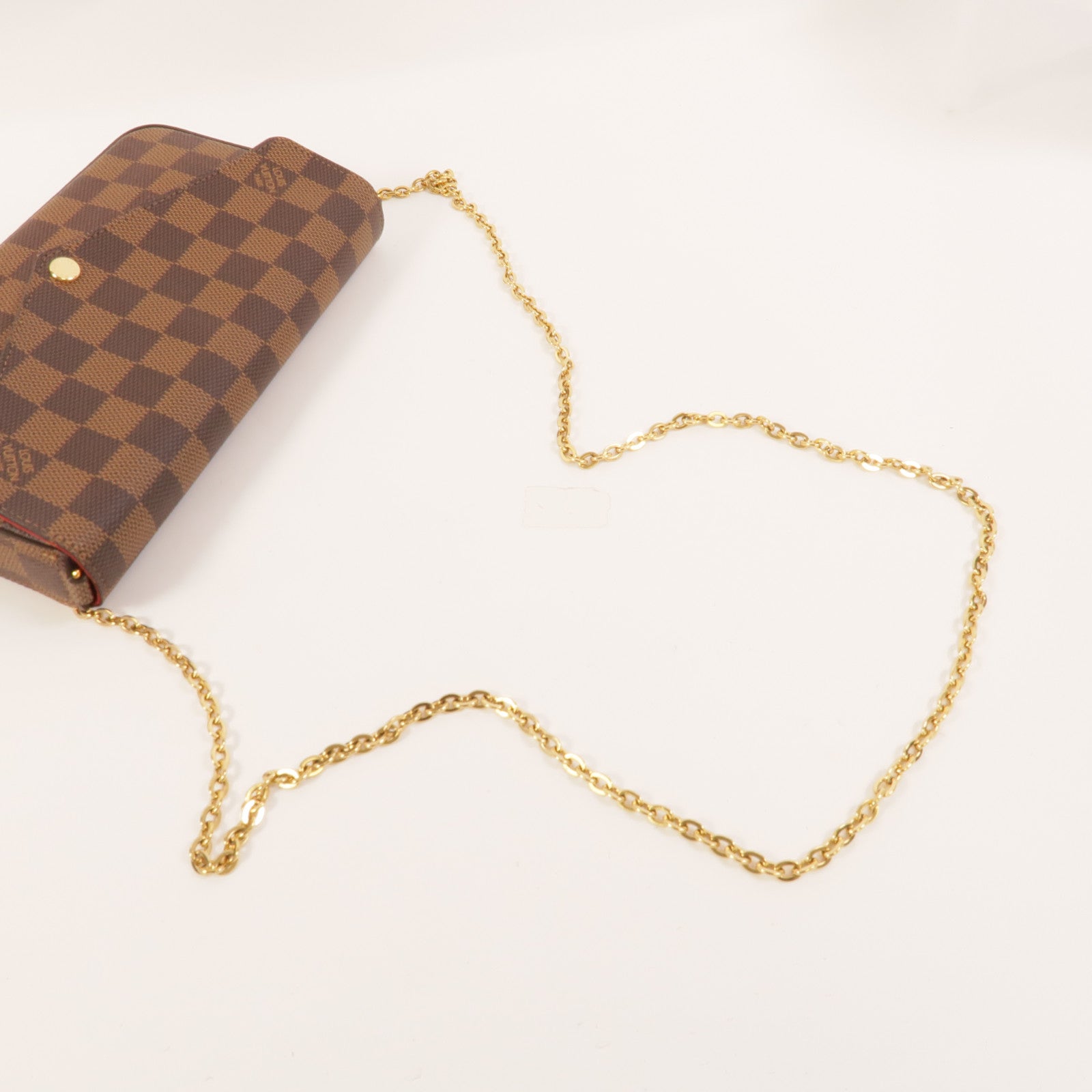 LOUIS VUITTON Damier Pochette Felicie金扣鏈帶肩背袋